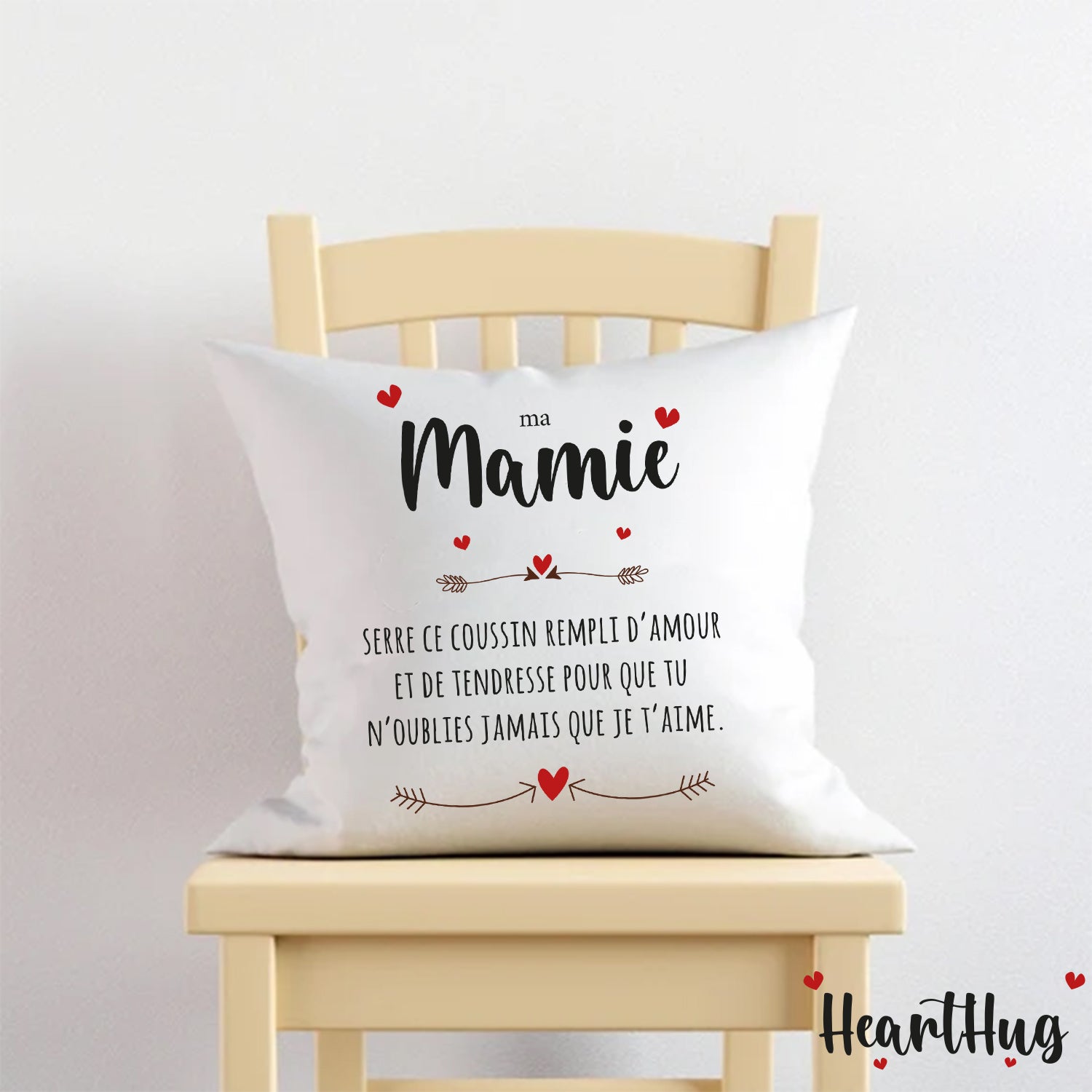 Housse de Coussin en Lin 45x45cm – Ma Mamie