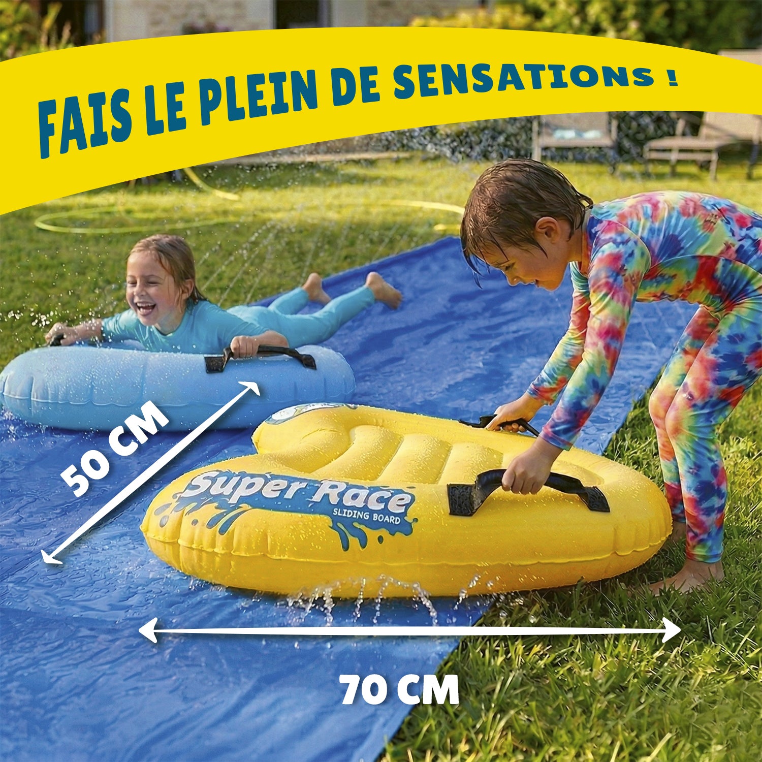 Pack Ventriglisse -  1 Tapis de Glisse Double Piste 10 Mètres + 2 Bodyboards pour mieux Glisser
