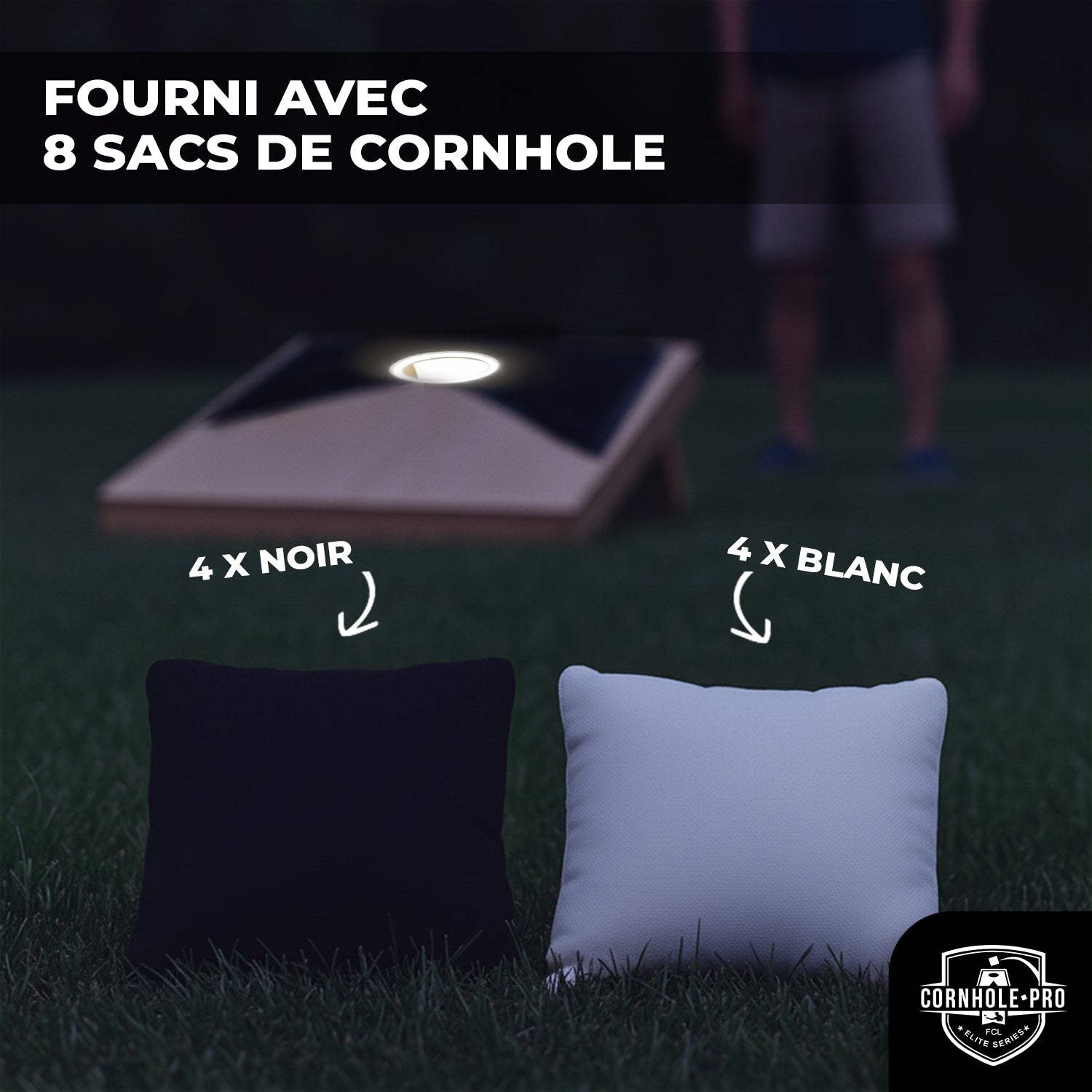 Cornhole en Bois – Eclairage avec LED
