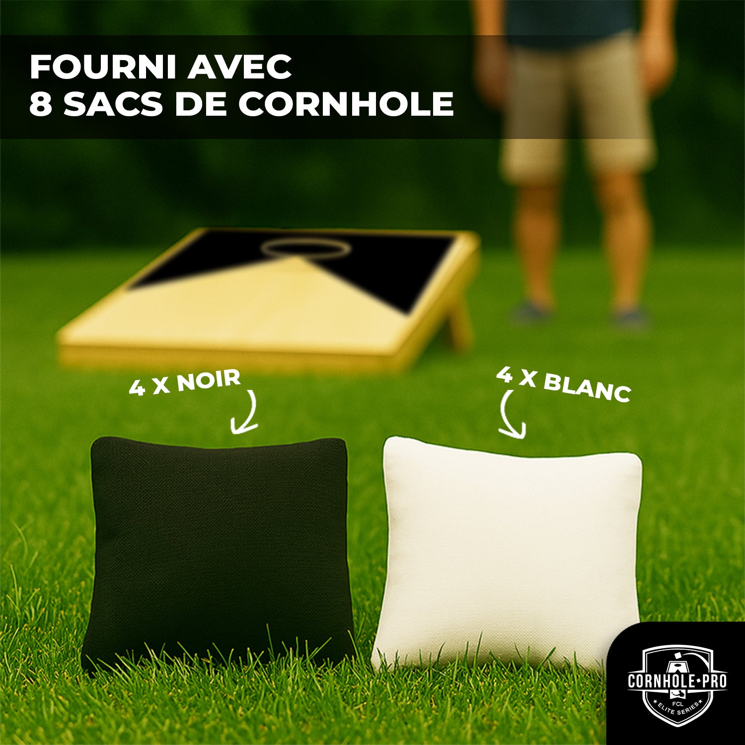 Cornhole en Bois – Noir & Blanc