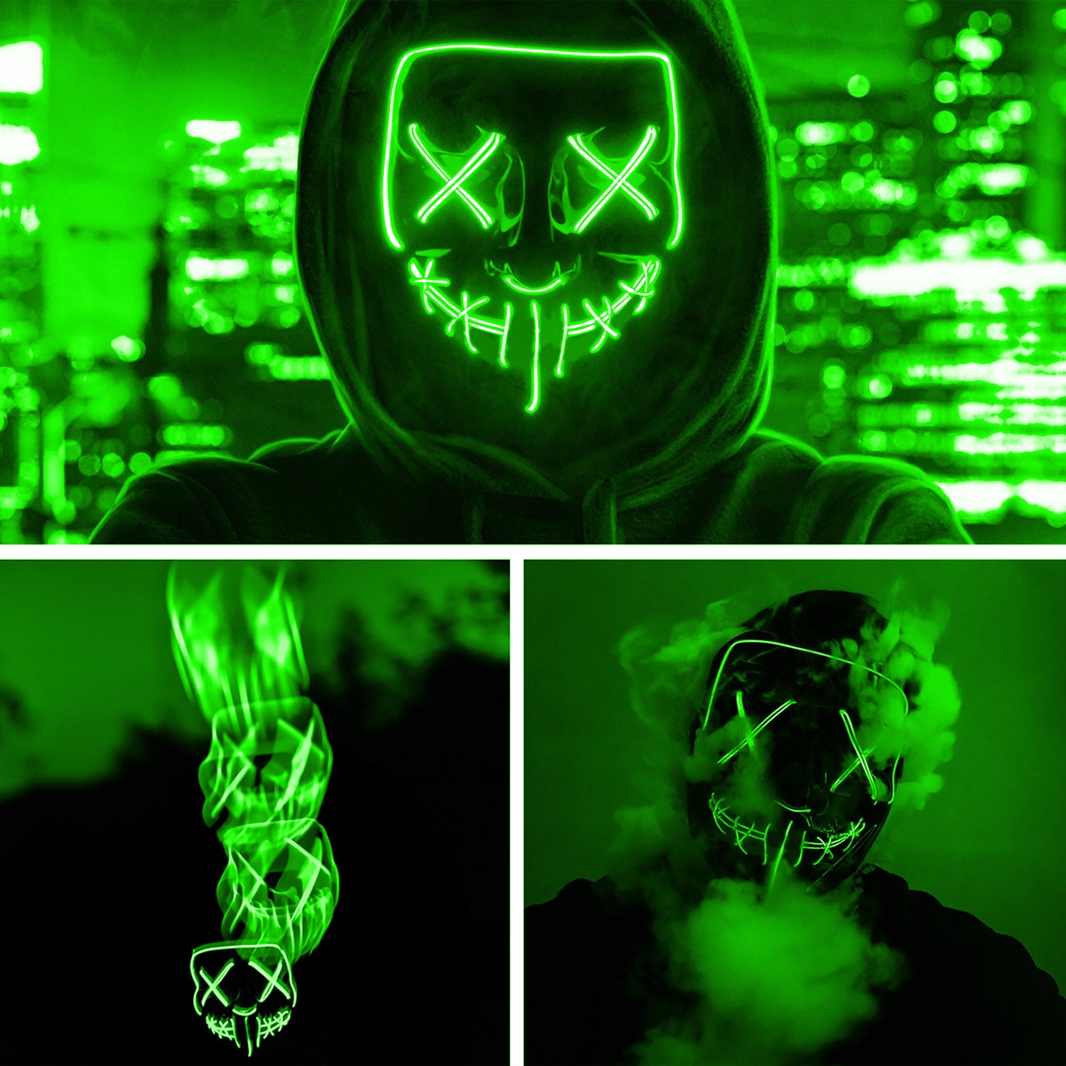 Masque LED Nightmare – Vert