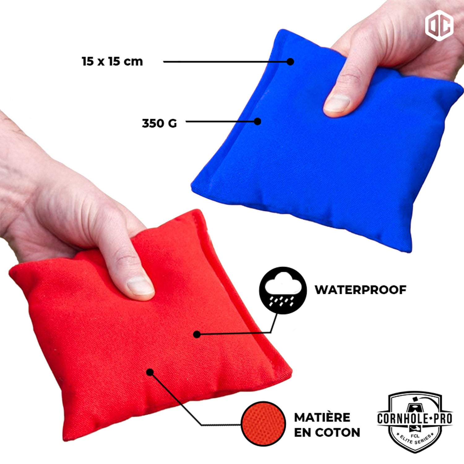 8 sacs de Cornhole – Rouges & Bleus