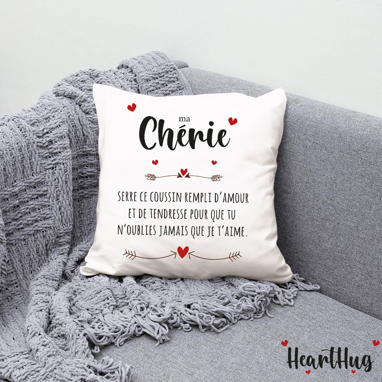 Housse de Coussin en Lin 45x45cm – Ma Chérie