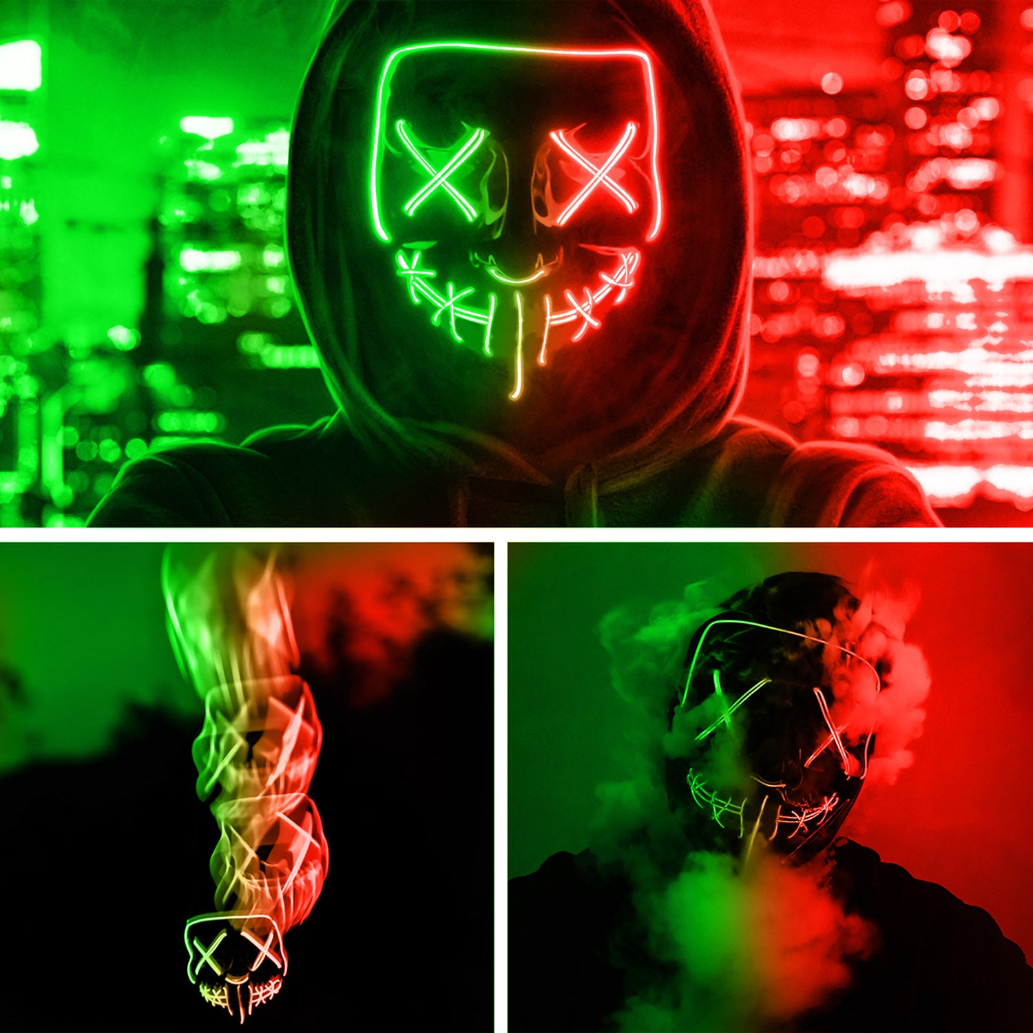 Led Mask Nightmare Red Double Face