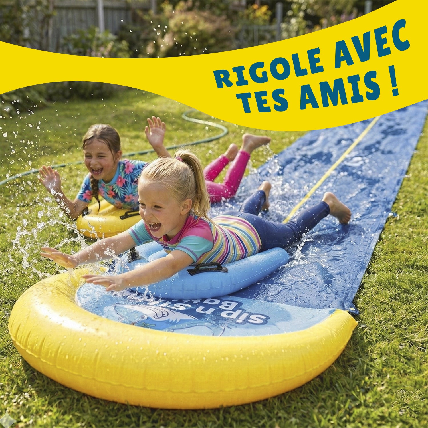 Pack Ventriglisse -  1 Tapis de Glisse Double Piste 10 Mètres + 2 Bodyboards pour mieux Glisser