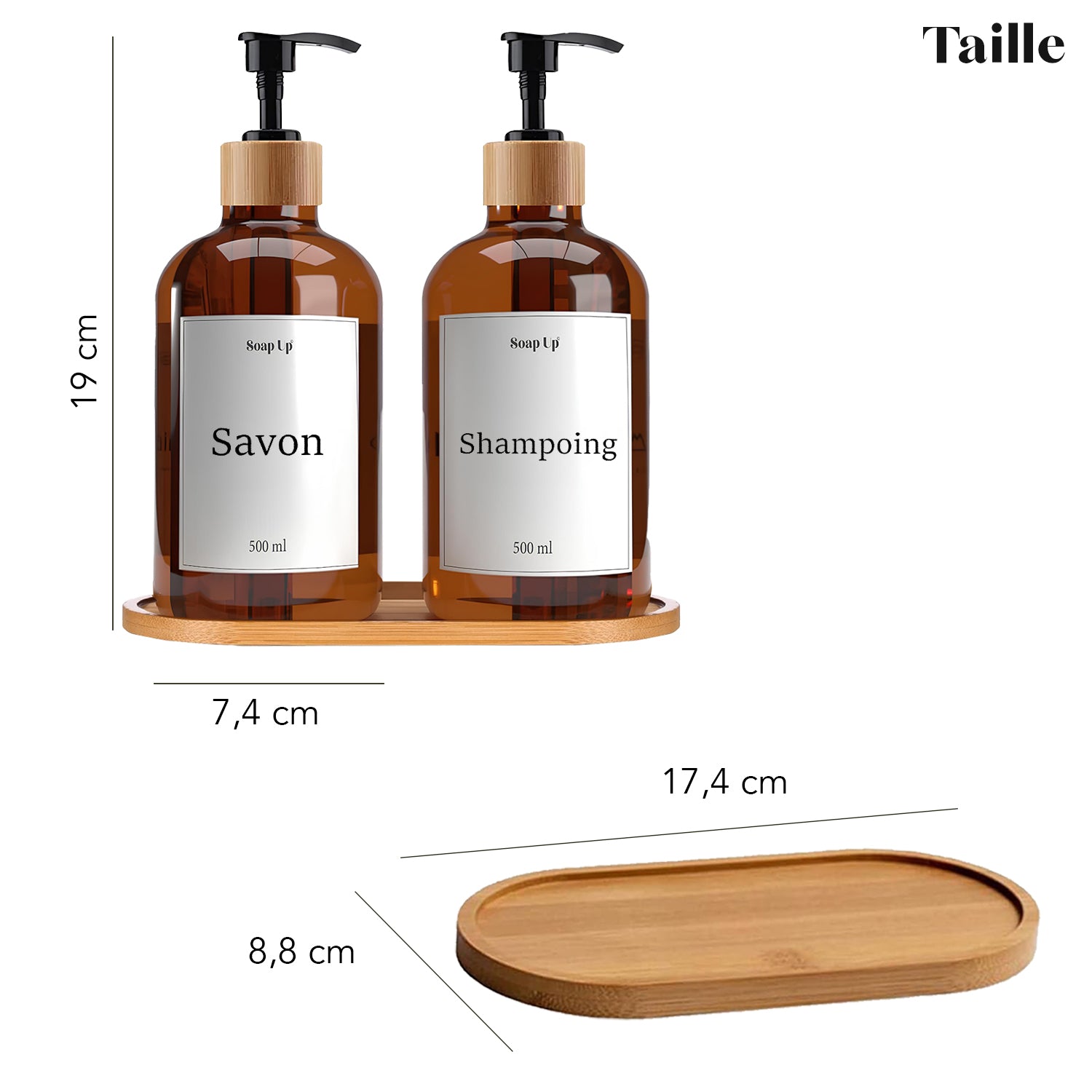 2 Distributeurs 50 cl pour Savon, Shampoing, Liquide Vaisselle