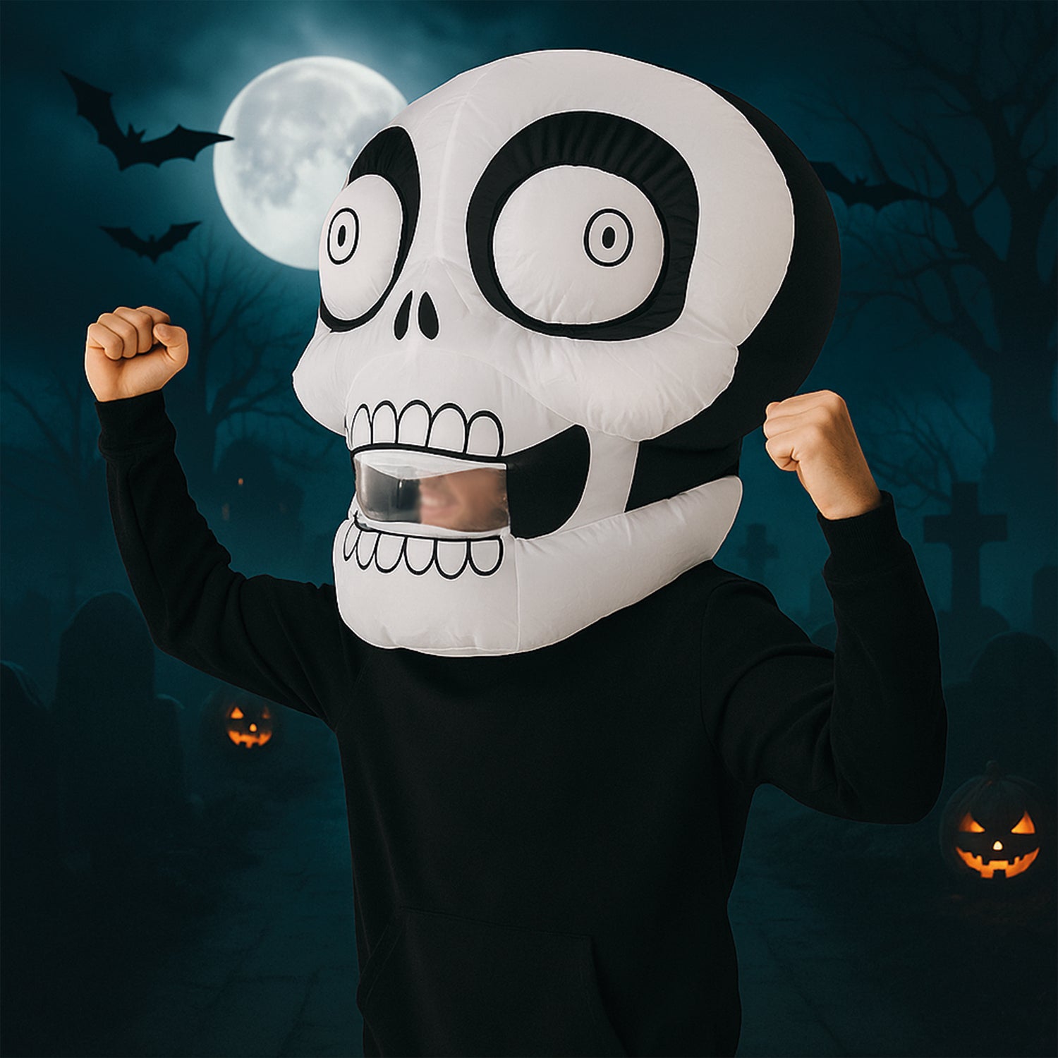 Tête Géante Gonflable de Squelette pour Adulte