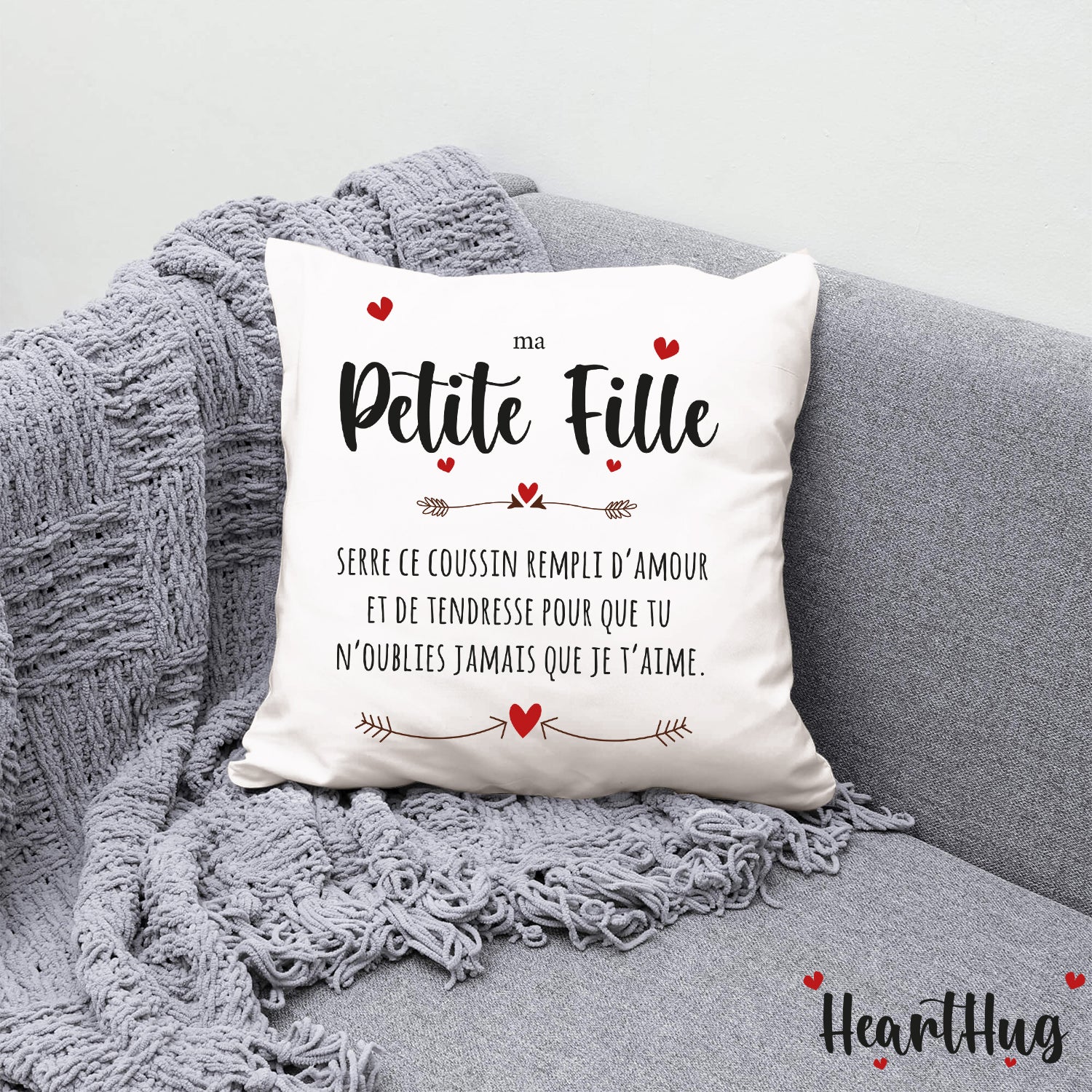 Housse de Coussin en Lin 45x45cm – Ma Petite Fille