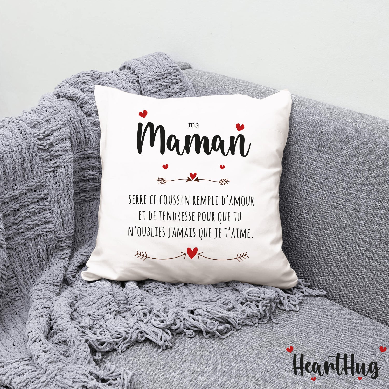 Housse de Coussin en Lin 45x45cm – Ma Maman