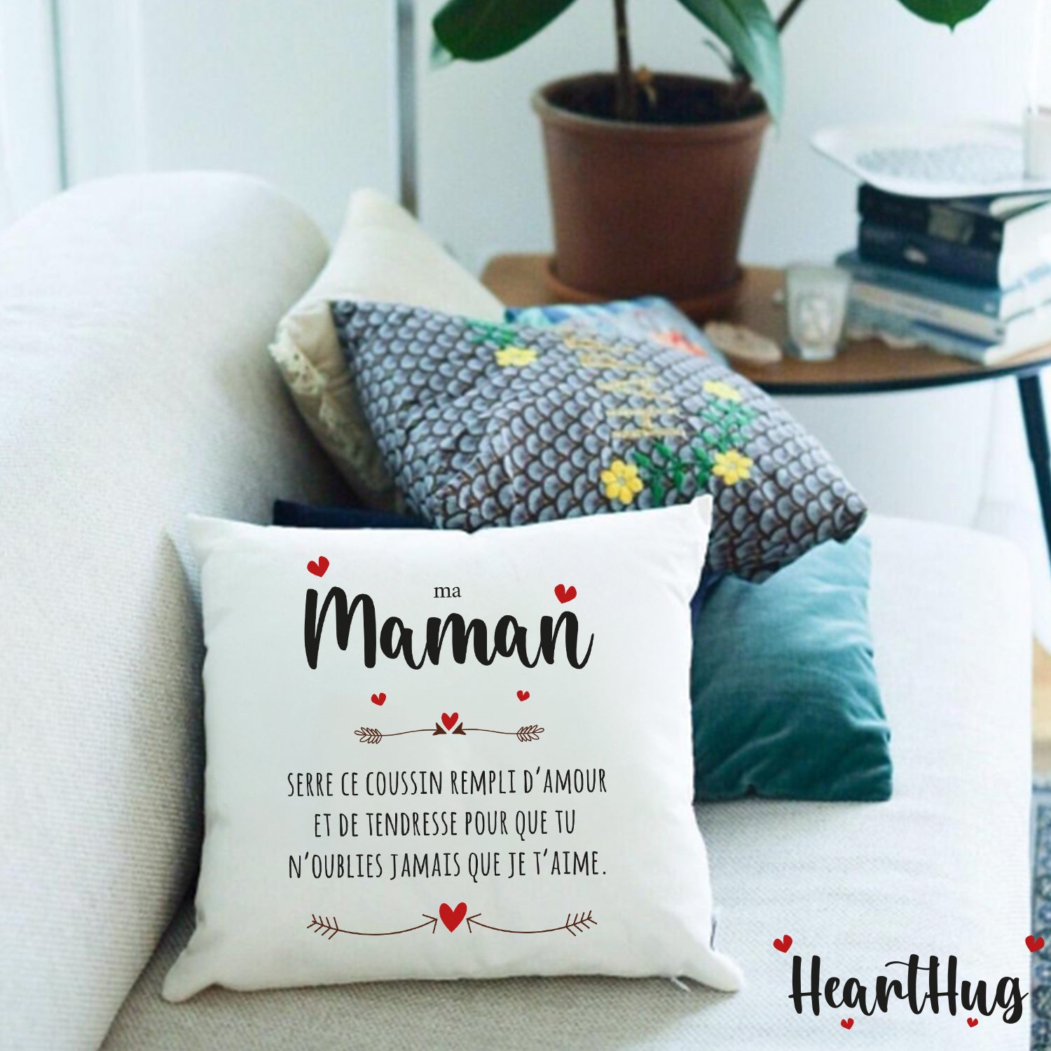Housse de Coussin en Lin 45x45cm – Ma Maman
