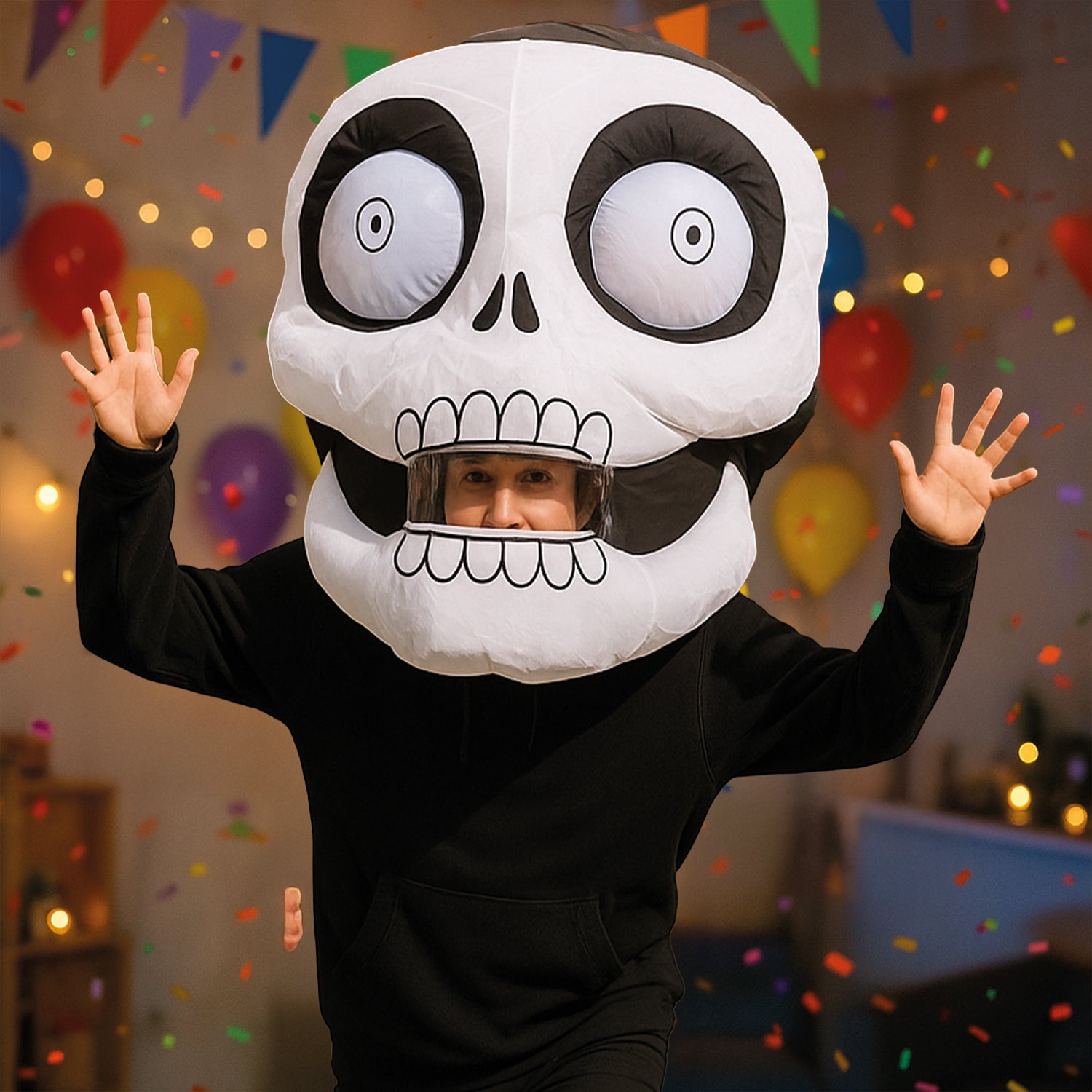 Tête Géante Gonflable de Squelette pour Adulte