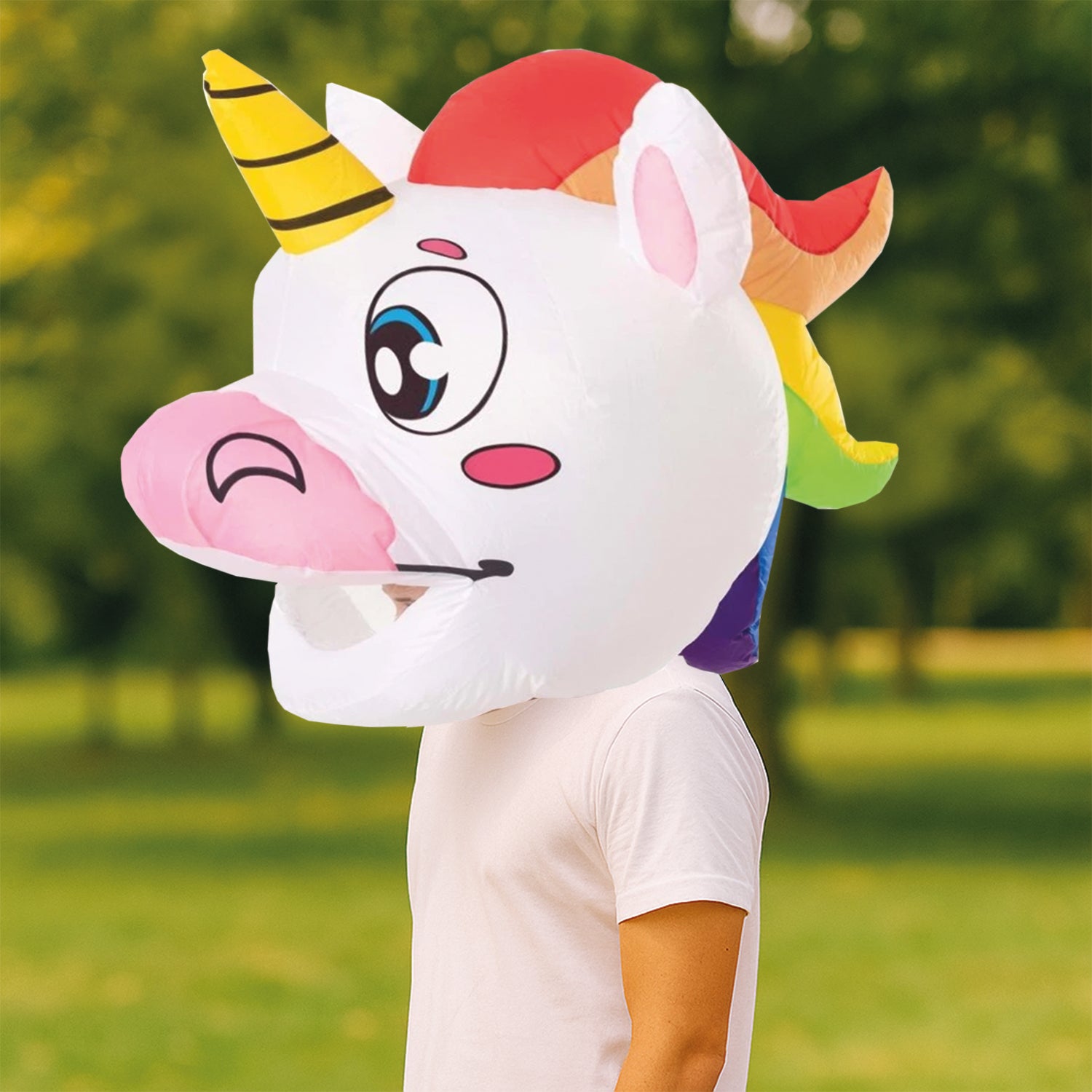 Tête Géante Gonflable de Licorne pour Adulte