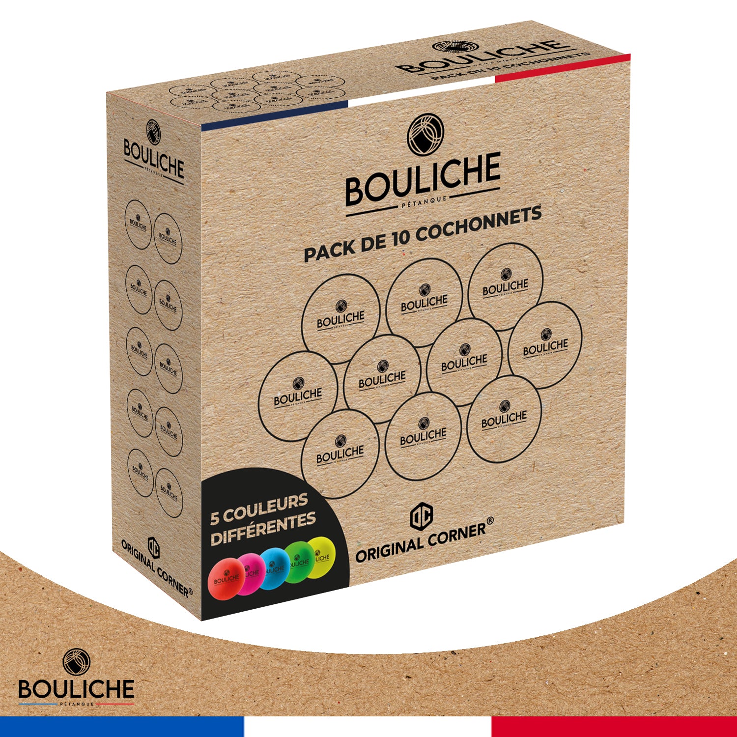 10 Cochonnets de Pétanque Multicolores en Bois