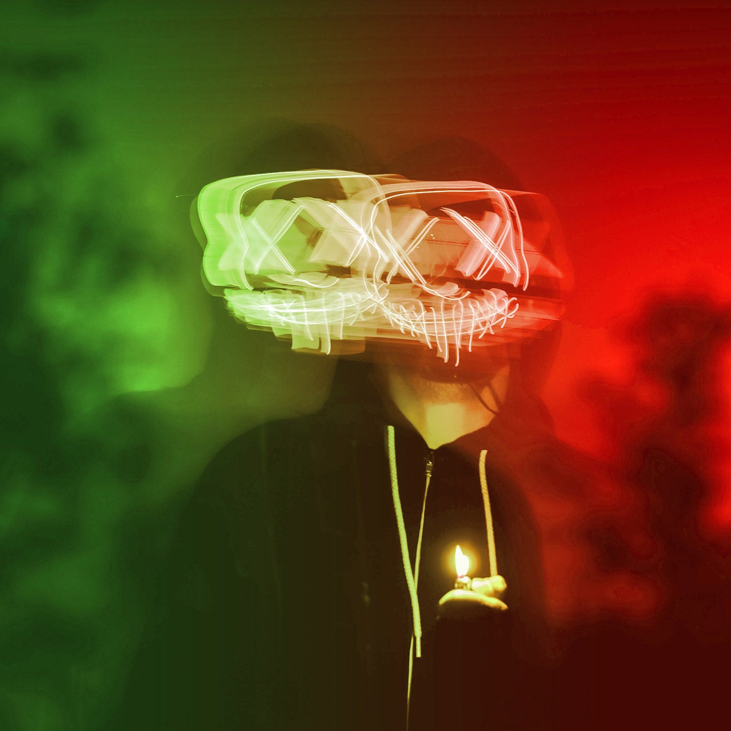 Led Mask Nightmare Green Red Mouth