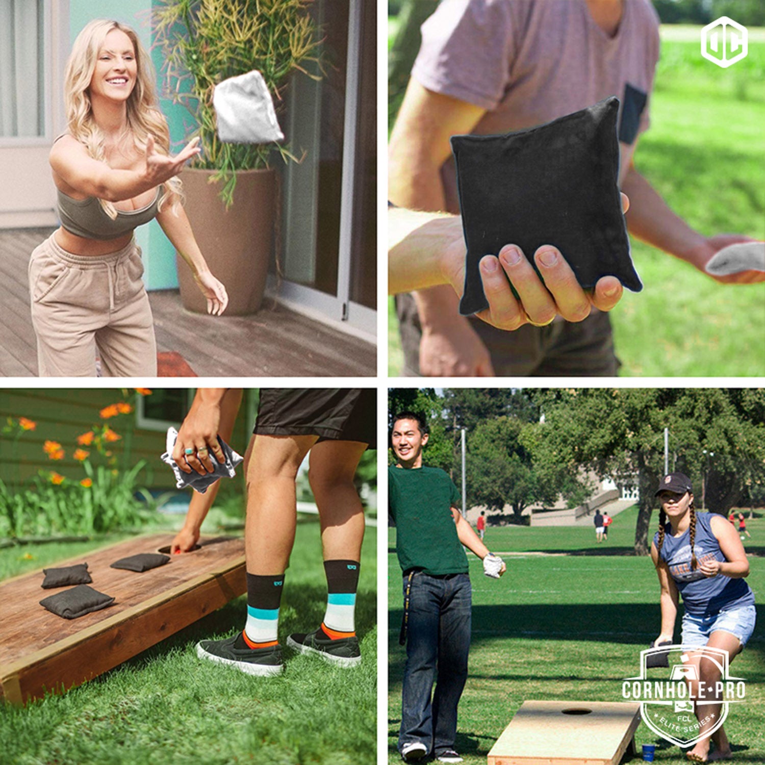 8 sacs de Cornhole – Noirs & Blancs