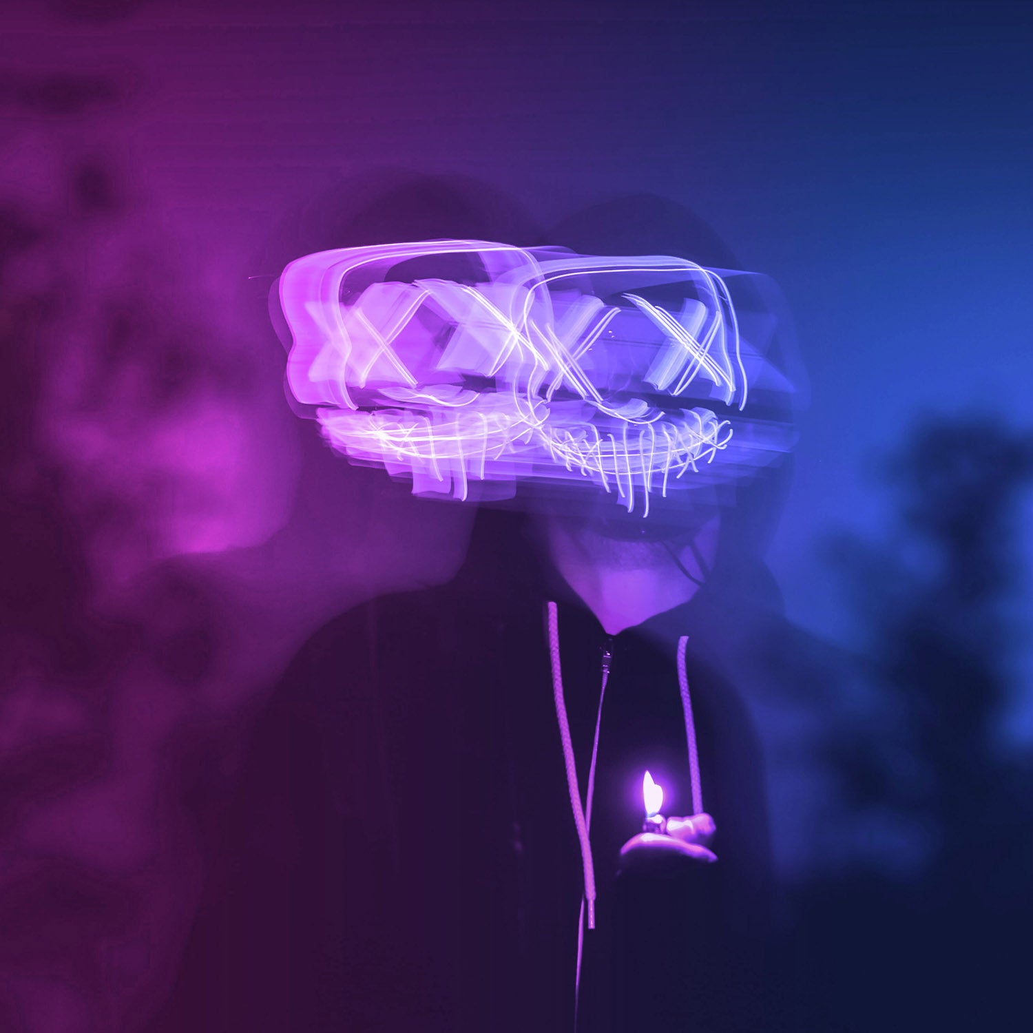 Masque LED Nightmare – Double Face Bleu & Rose