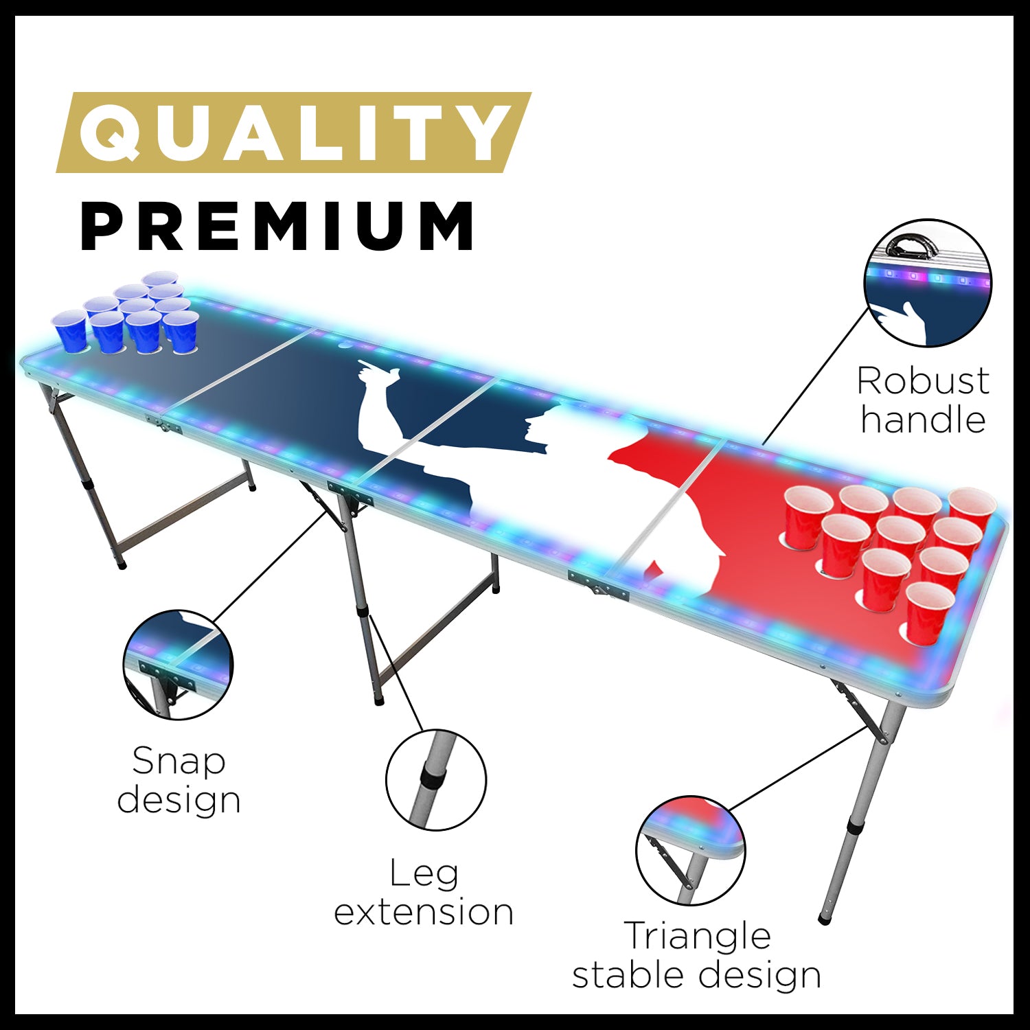 Table Beer Pong Lumineuse Flash – Pack Cups & Balles