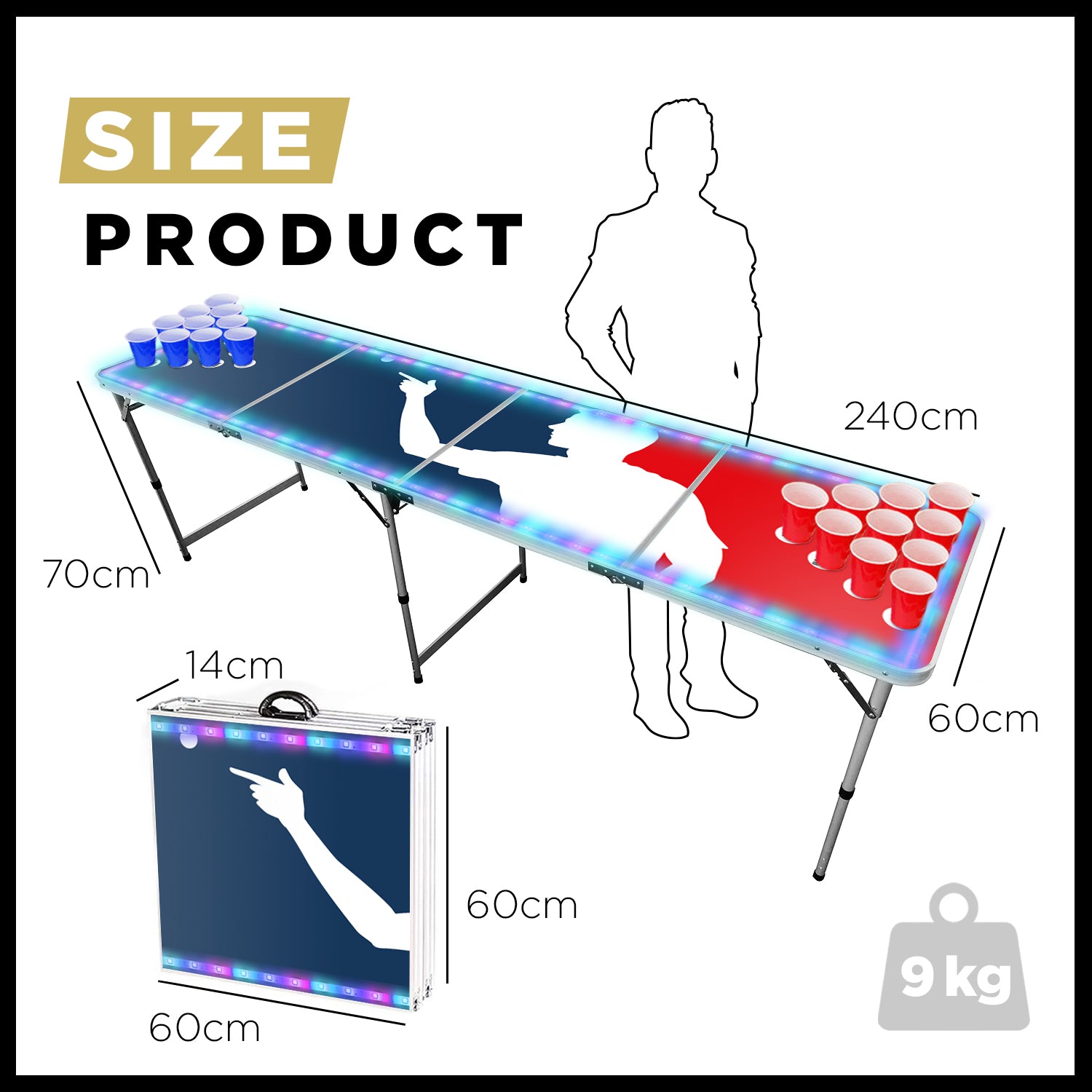 Table Beer Pong Lumineuse Flash – Pack Cups & Balles