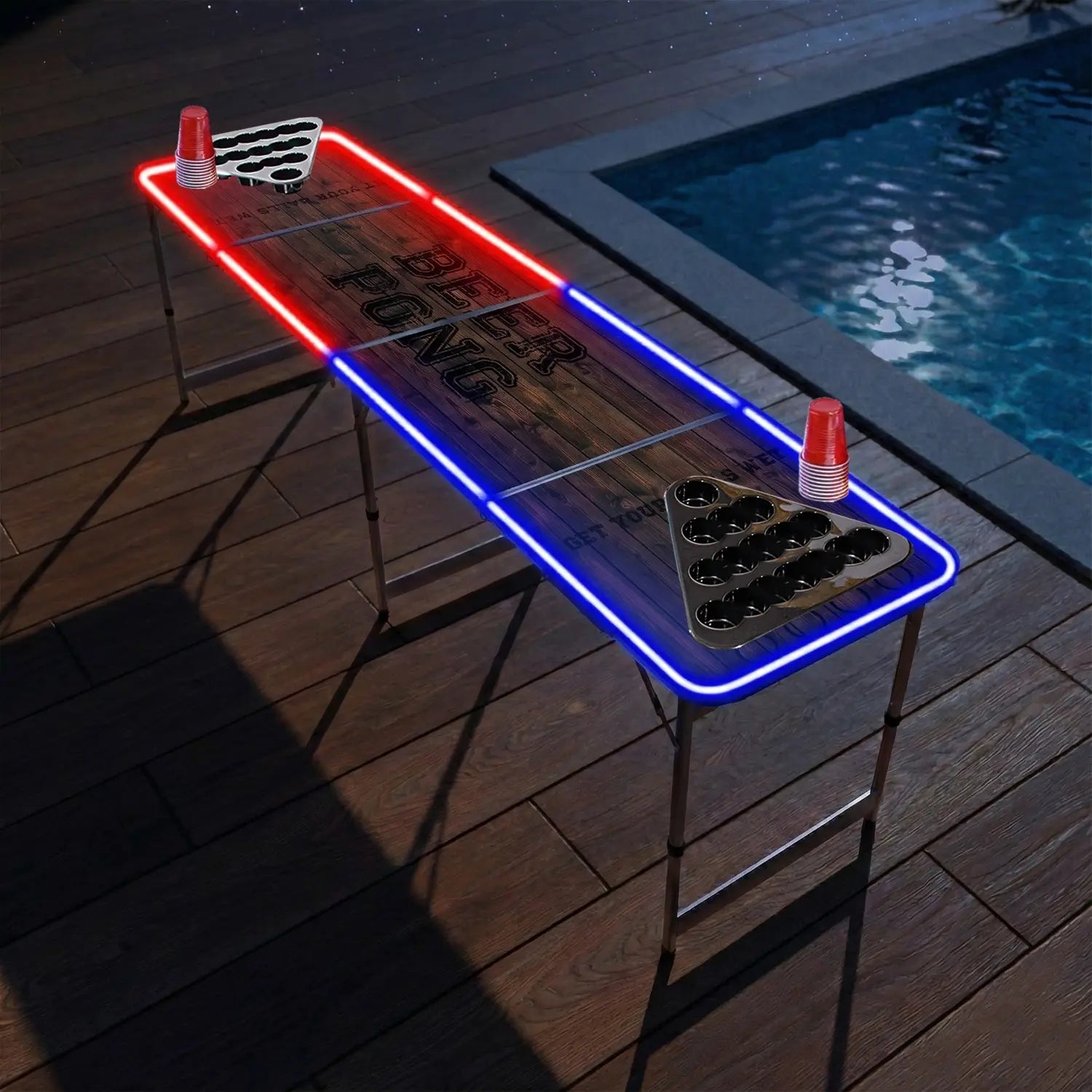 Table Beer Pong Lumineuse Old School – Pack Kit Complet