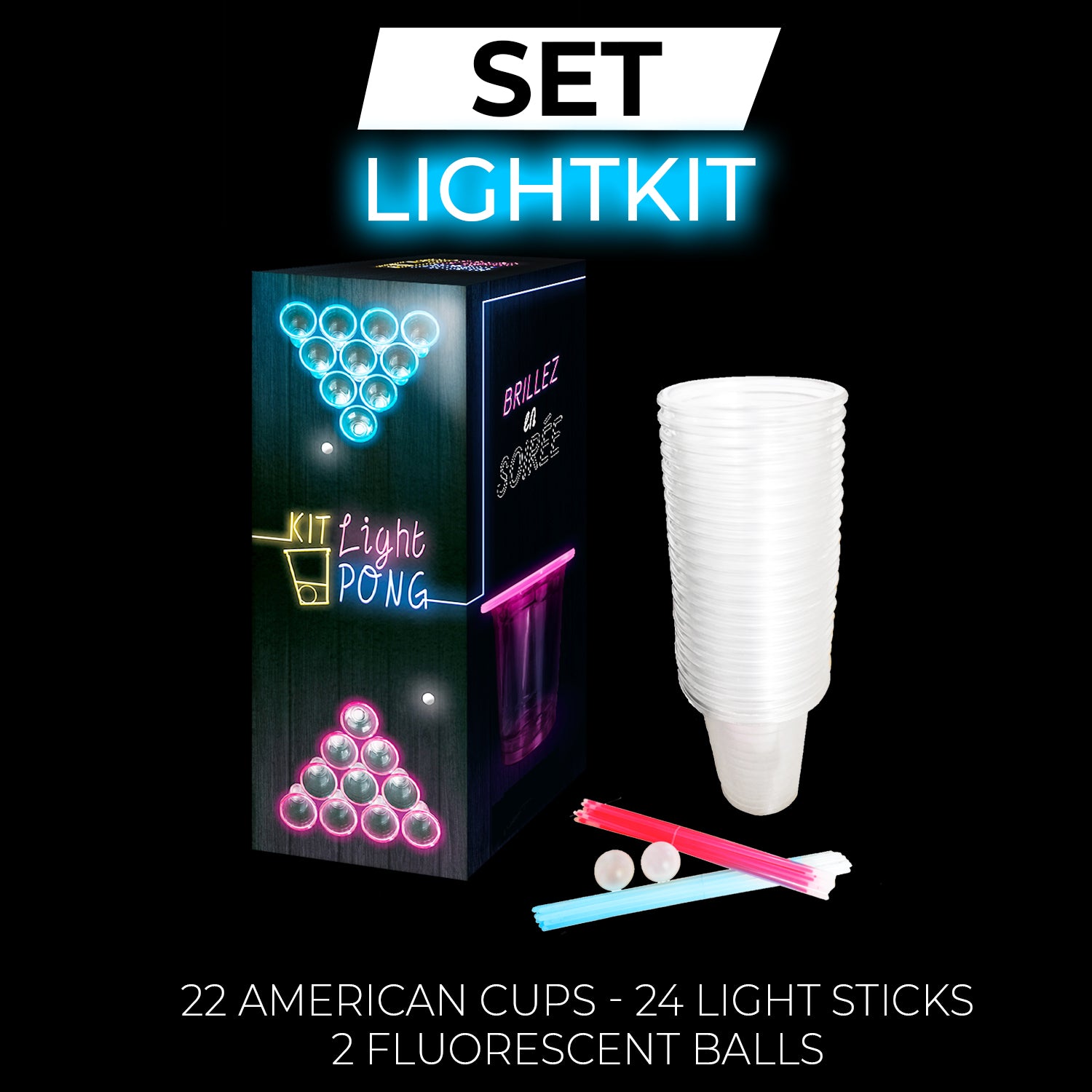 Table Beer Pong Lumineuse Old School – Pack Light Kit