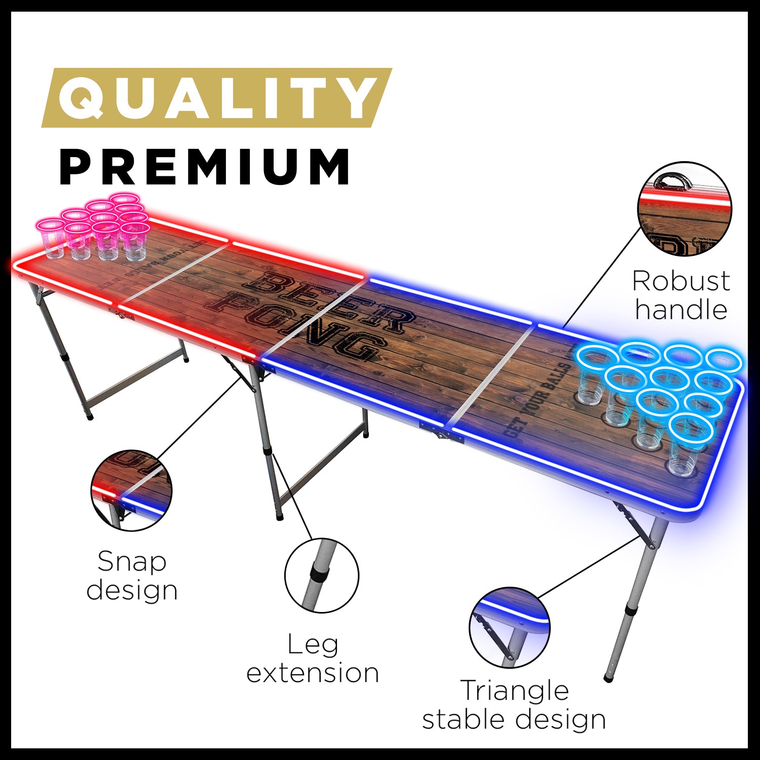 Table Beer Pong Lumineuse Old School – Pack Light Kit