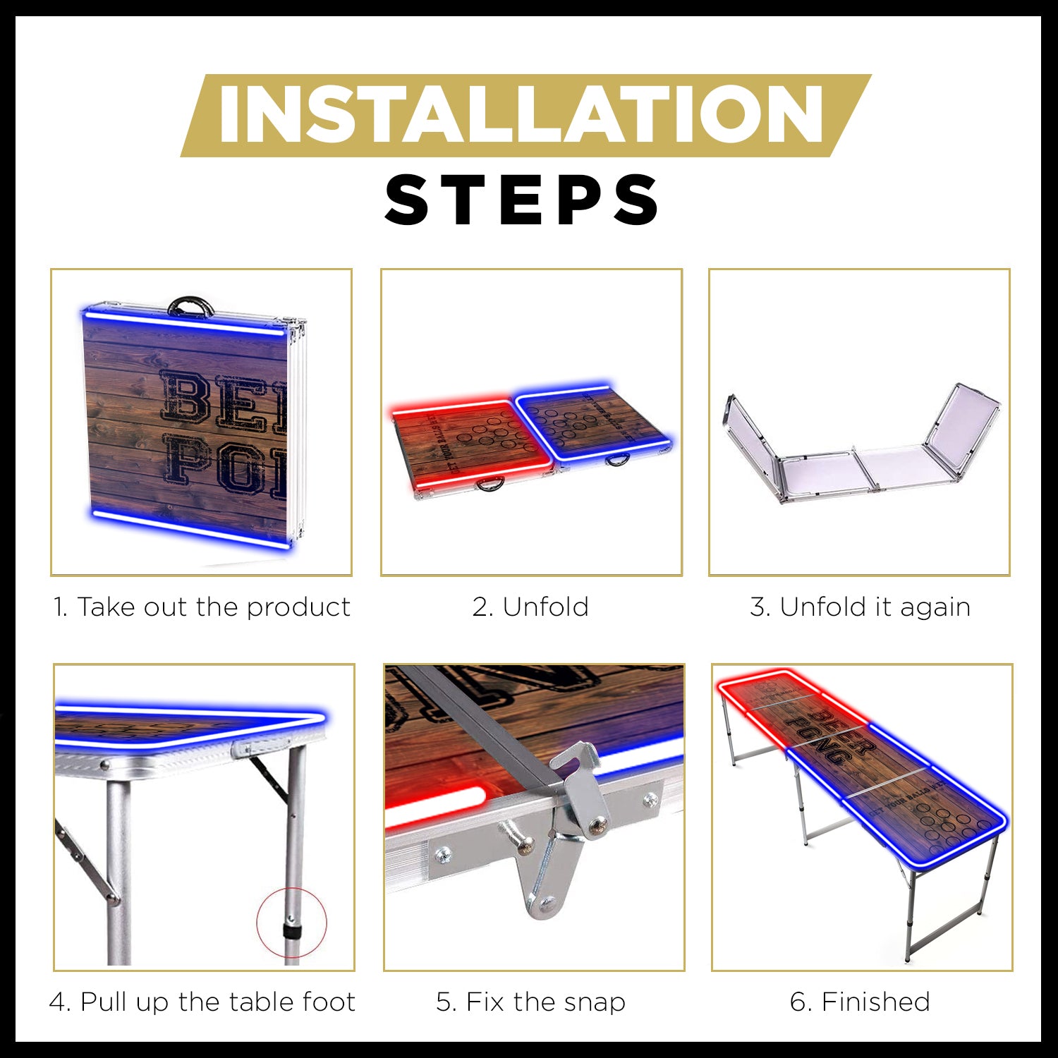 Table Beer Pong Lumineuse Old School – Pack Light Kit