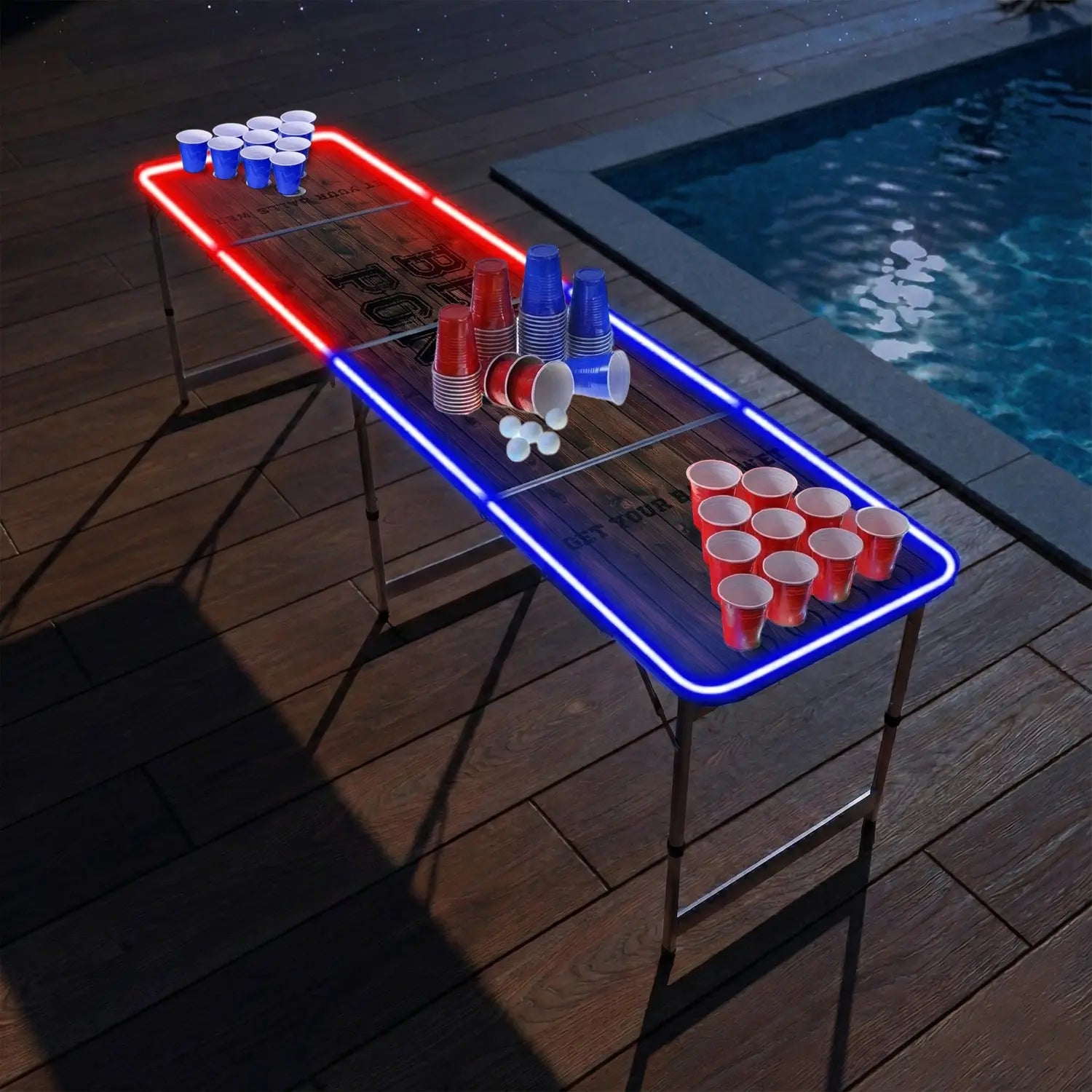 Table Beer Pong Lumineuse Old School – Pack Cups & Balles