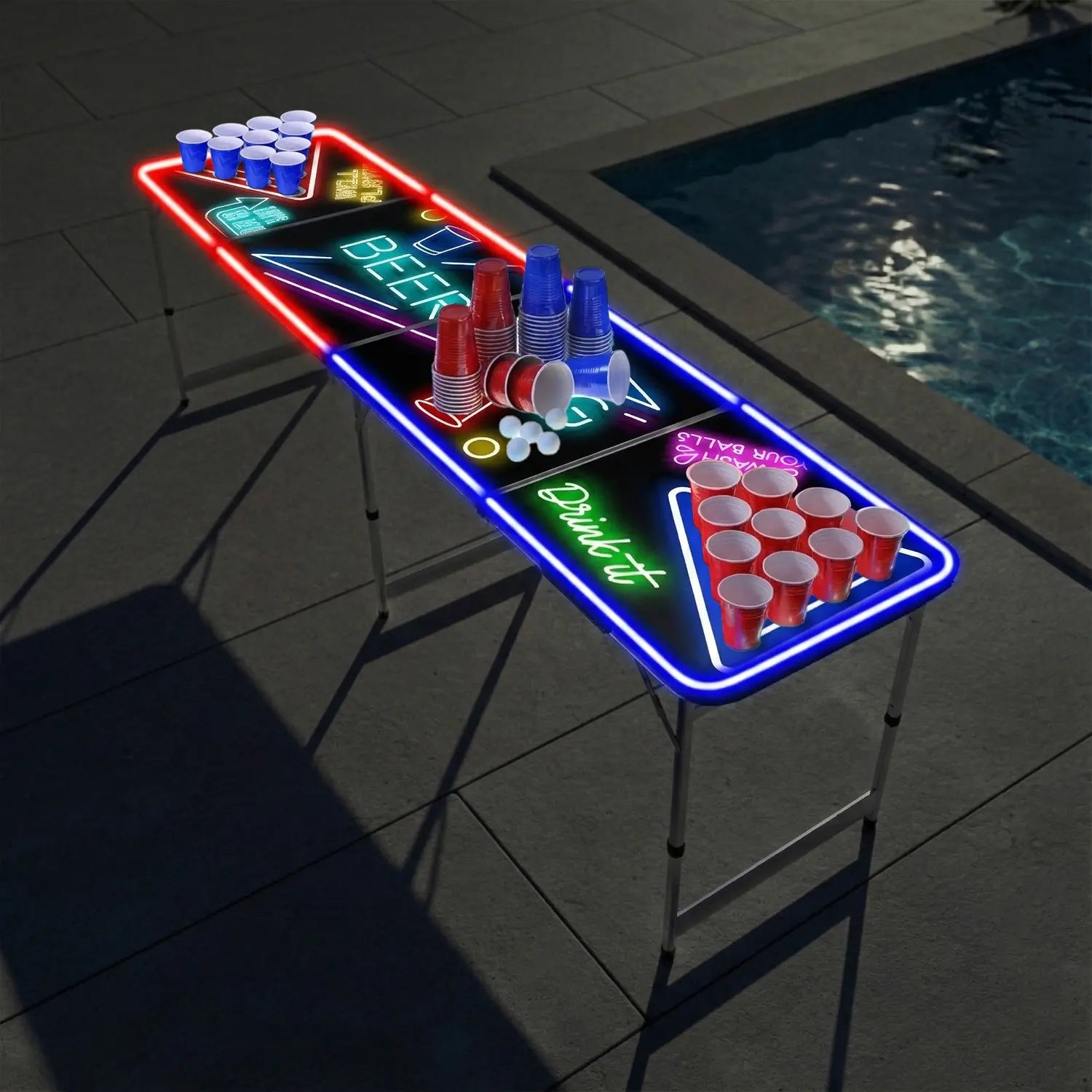 Table Beer Pong Lumineuse Spotlight – Pack Cups & Balles