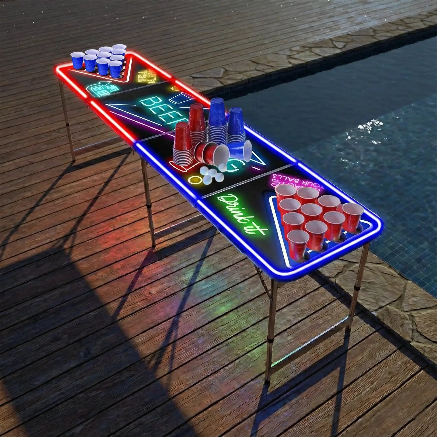 Table Beer Pong Lumineuse SpotlightHoles – Pack Cups & Balles