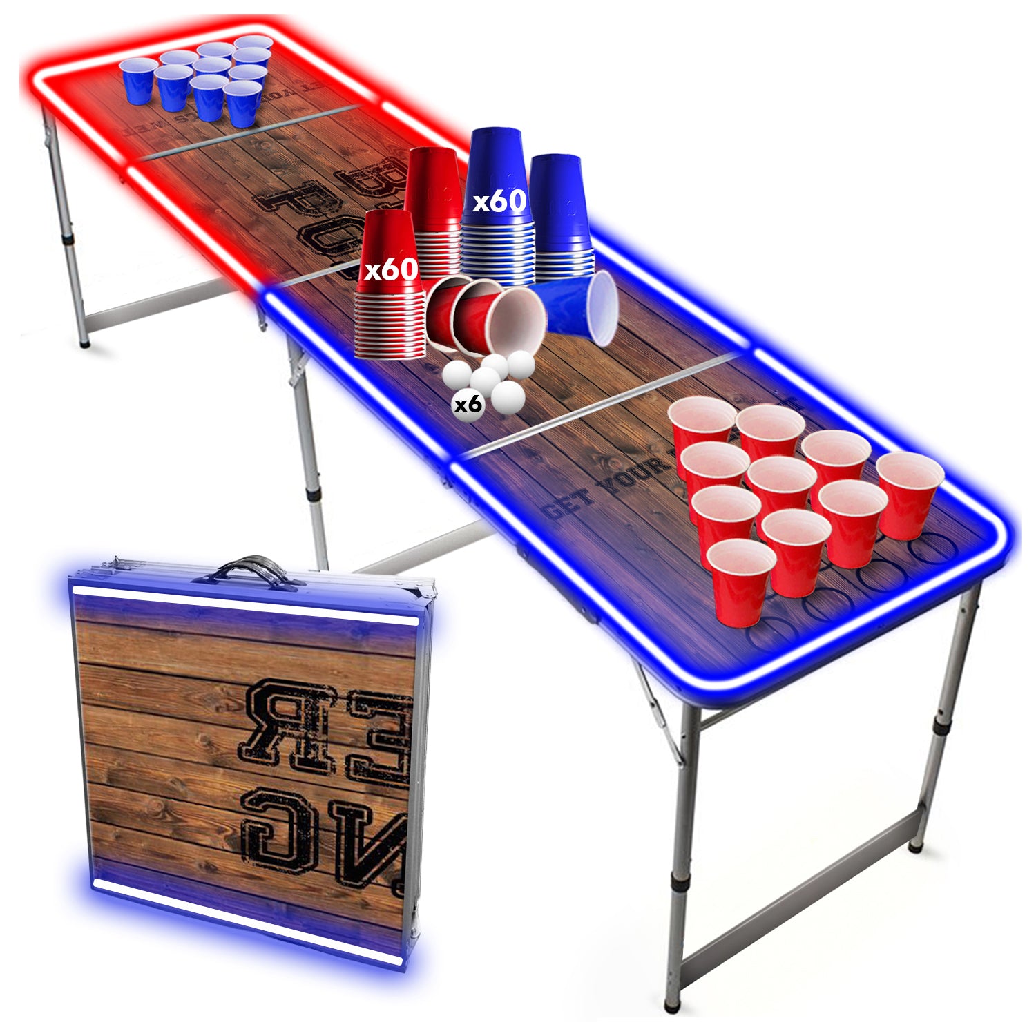 Table Beer Pong Lumineuse Old School – Pack Cups & Balles