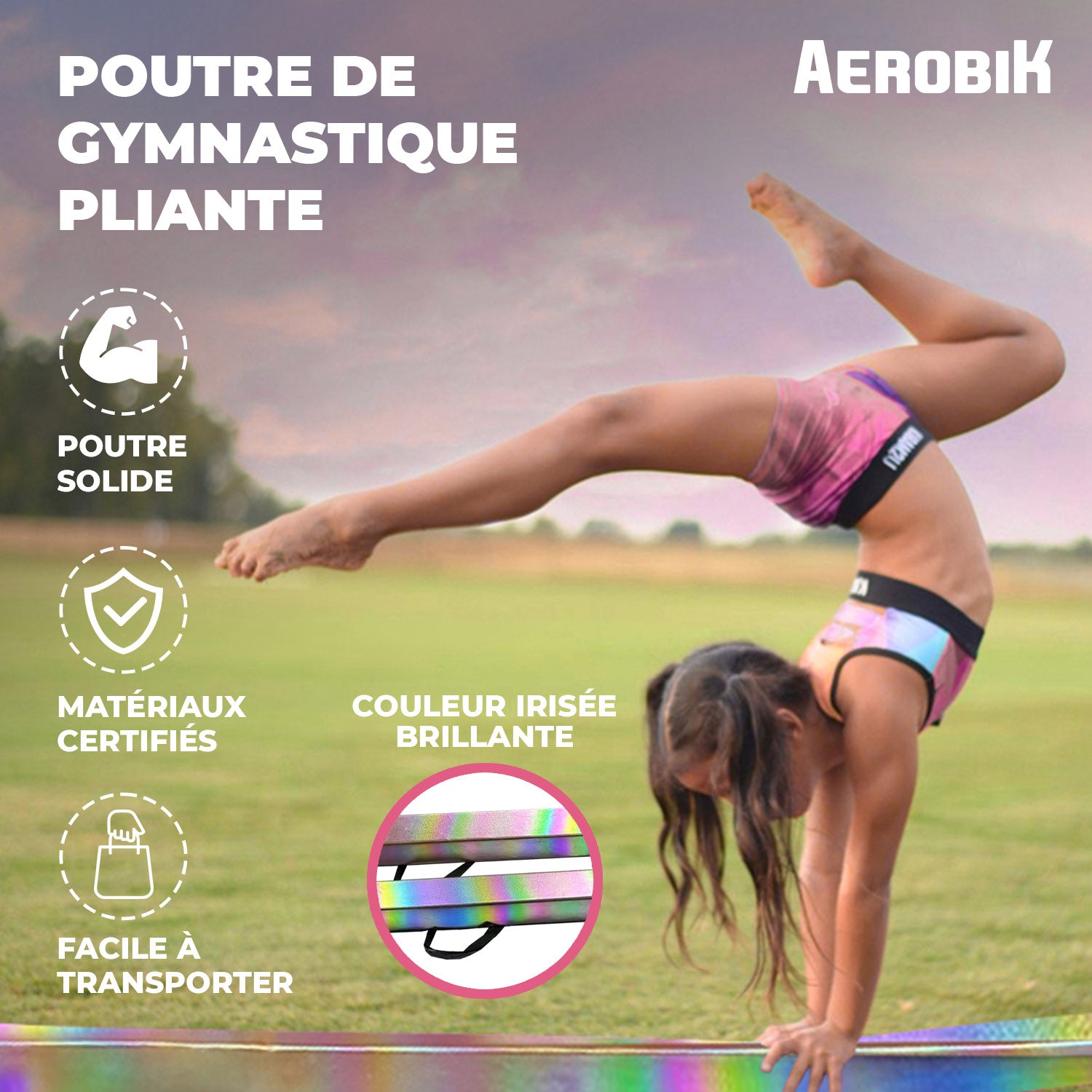 Poutre de Gymnastique Pliable pour Enfant Aerobik® – Irisé