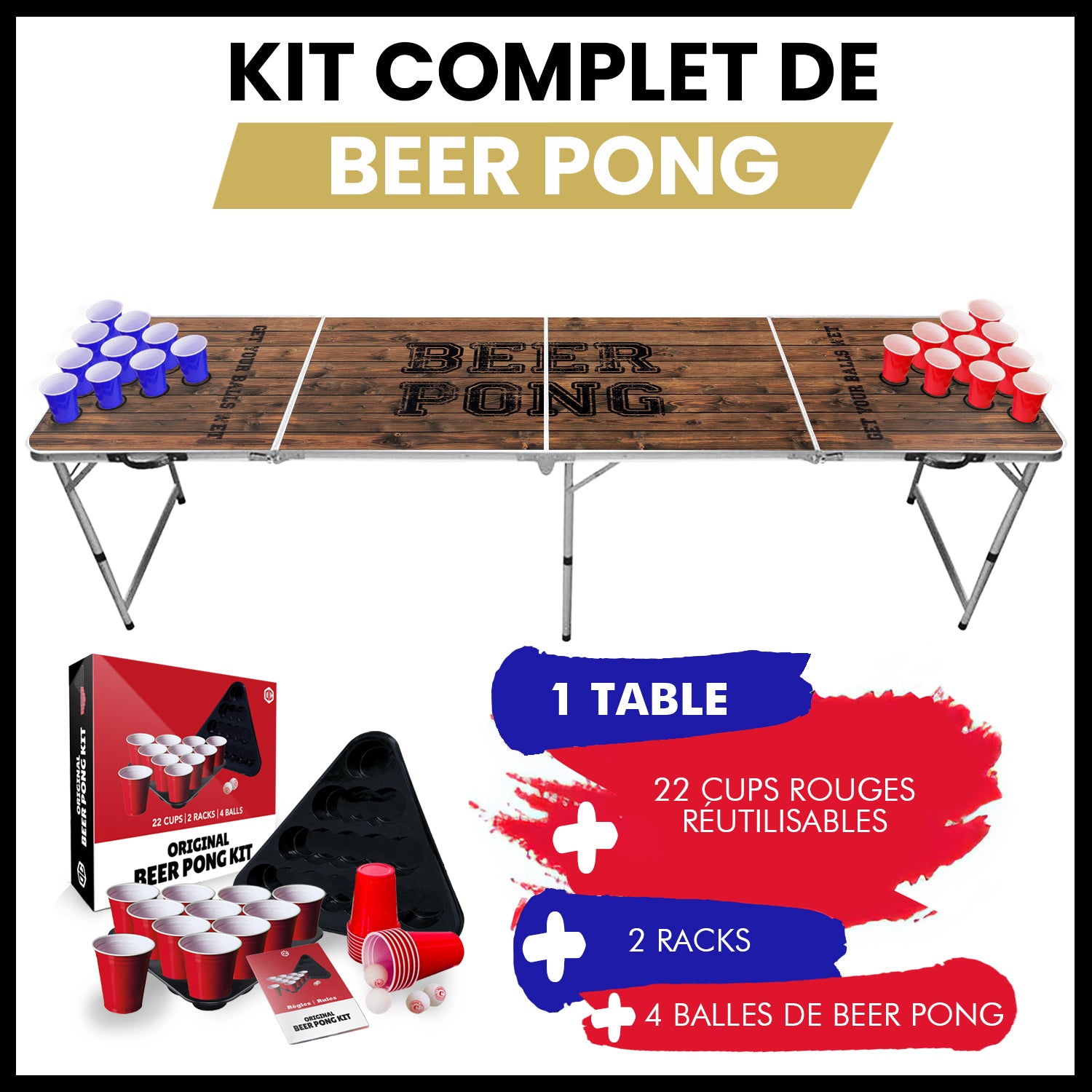 Table Beer Pong Old School – Pack Kit Complet