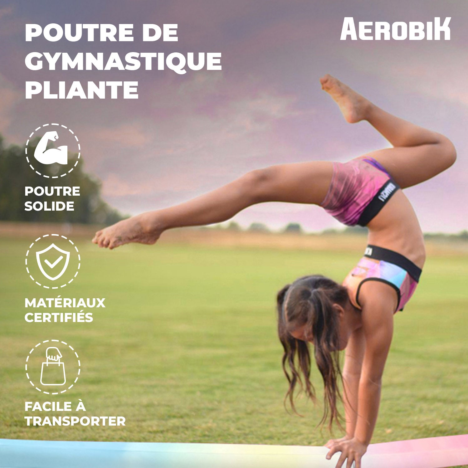 Poutre de Gymnastique Pliable pour Enfant Aerobik® – Rainbow Pastel