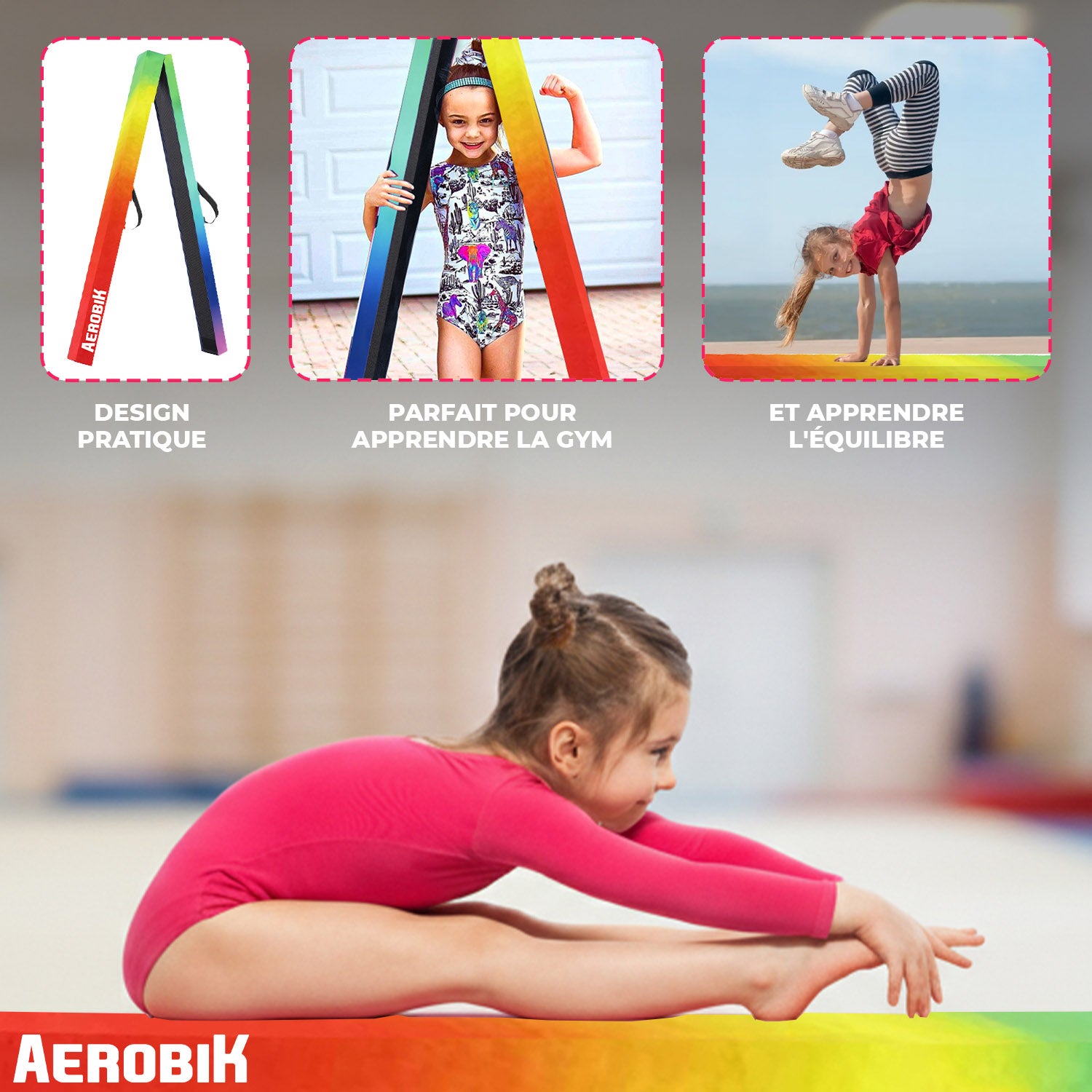Poutre de Gymnastique Pliable pour Enfant Aerobik® – Rainbow