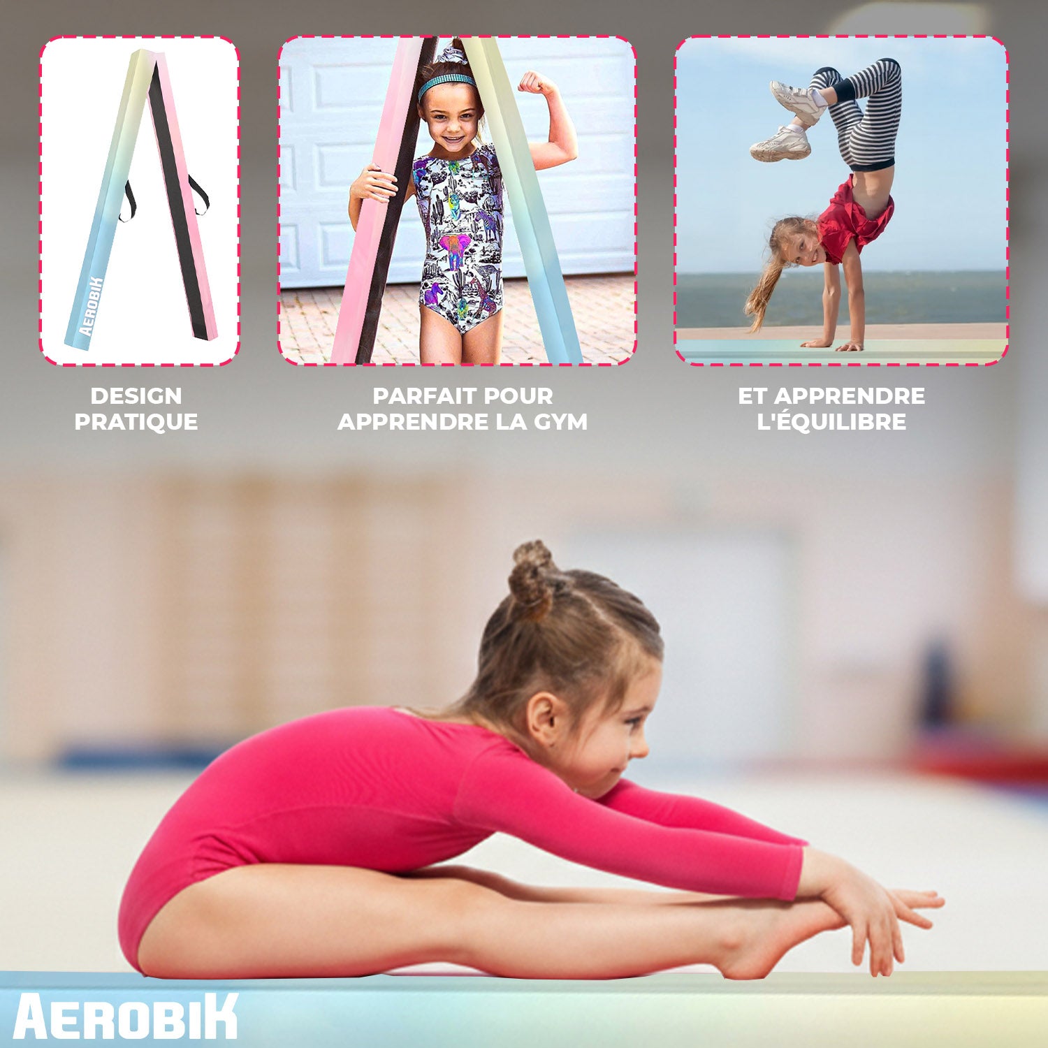 Poutre de Gymnastique Pliable pour Enfant Aerobik® – Rainbow Pastel