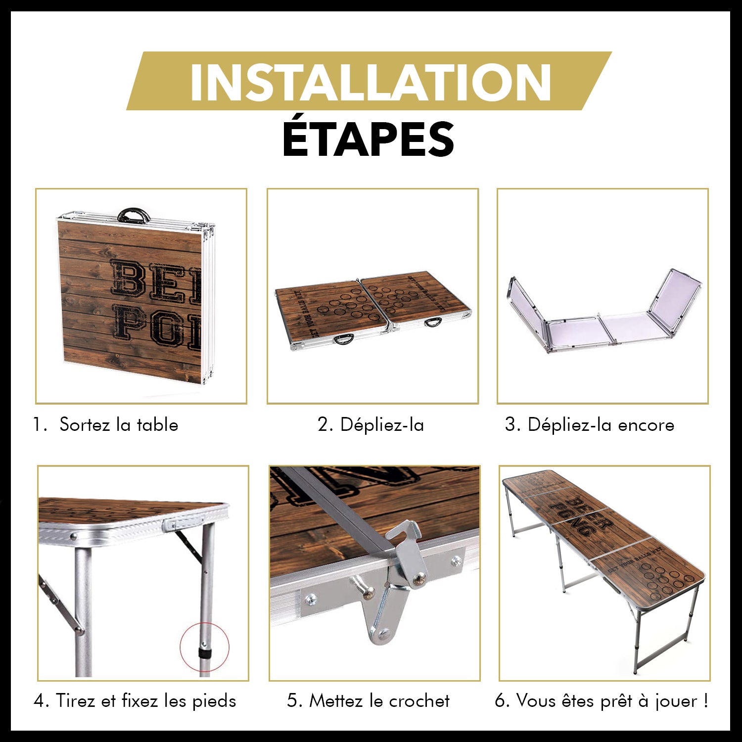 Table Beer Pong Old School – Pack Kit Complet