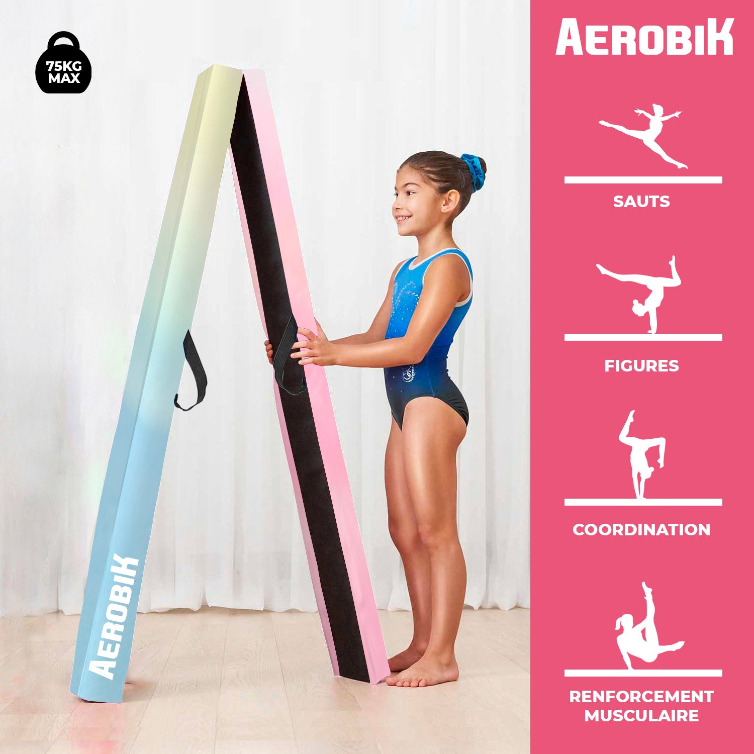 Poutre de Gymnastique Pliable pour Enfant Aerobik® – Rainbow Pastel