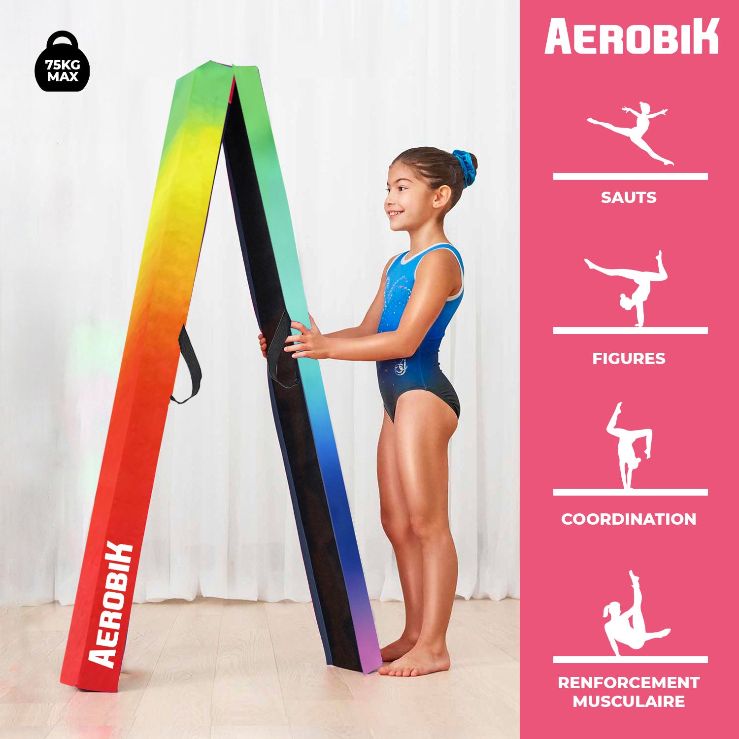 Poutre de Gymnastique Pliable pour Enfant Aerobik® – Rainbow
