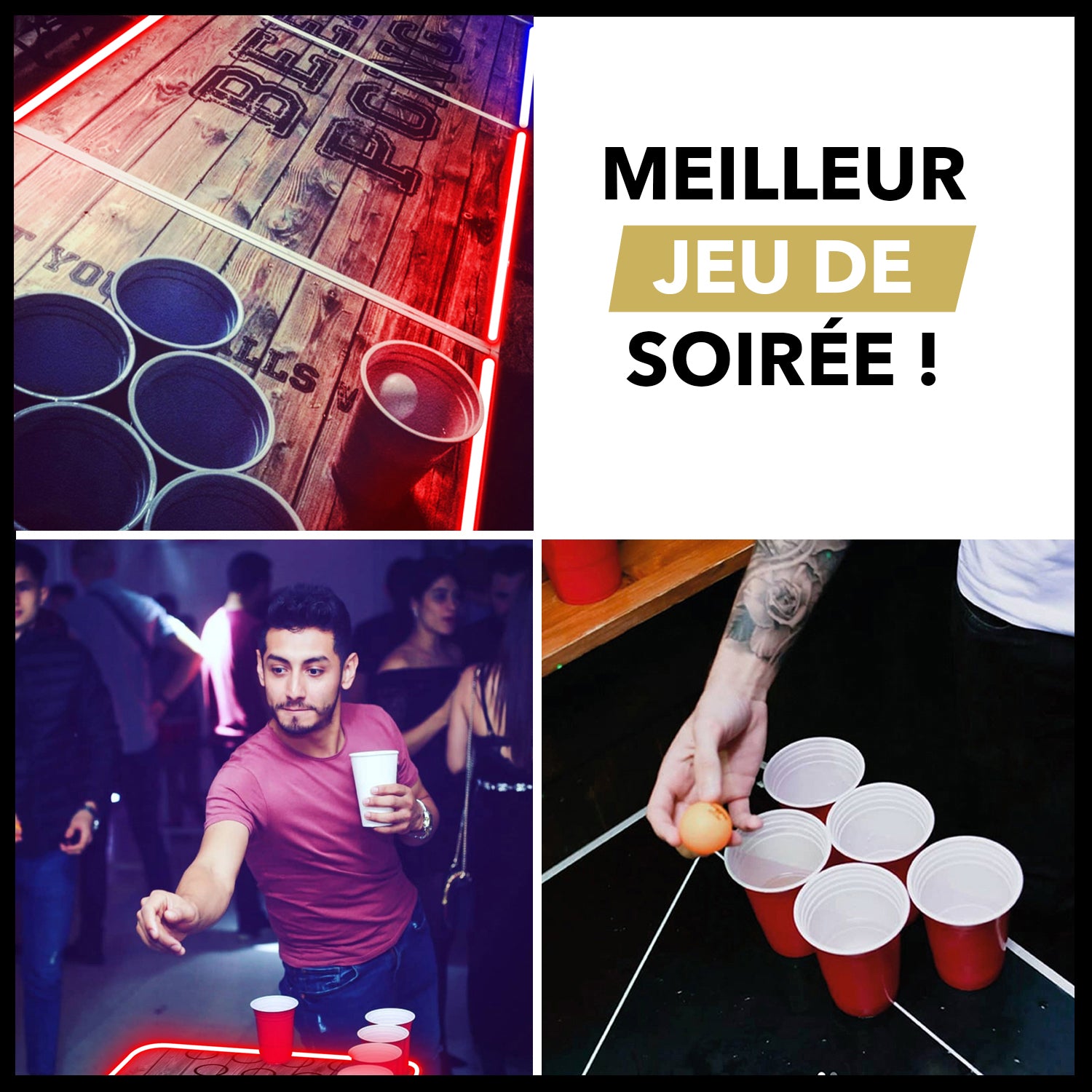 Table Beer Pong Lumineuse Old School – Pack Cups & Balles