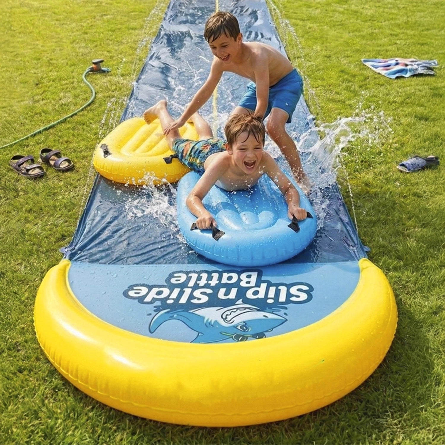 Pack Ventriglisse -  1 Tapis de Glisse Double Piste 10 Mètres + 2 Bodyboards pour mieux Glisser