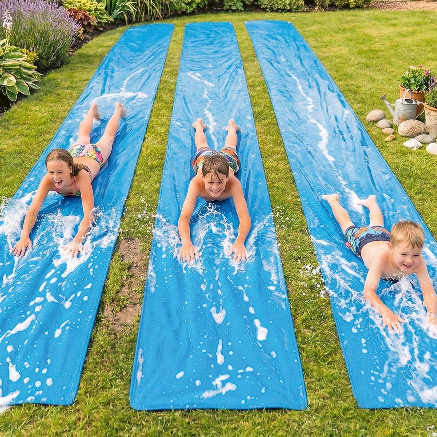 3 Tapis de Ventriglisse de 10 mètres Bleus - Slip'n Slide