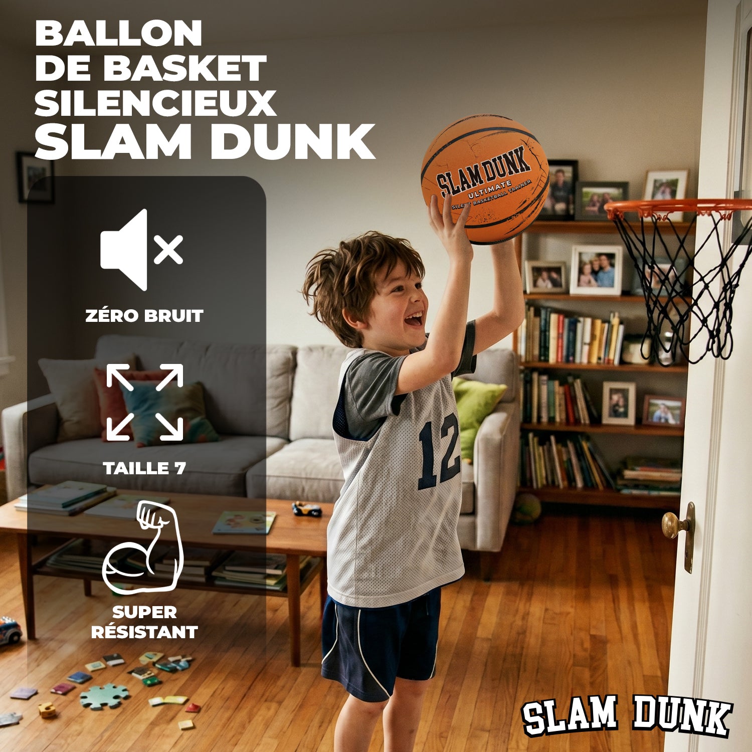 Ballon de Basket Silencieux – Orange Slam Dunk