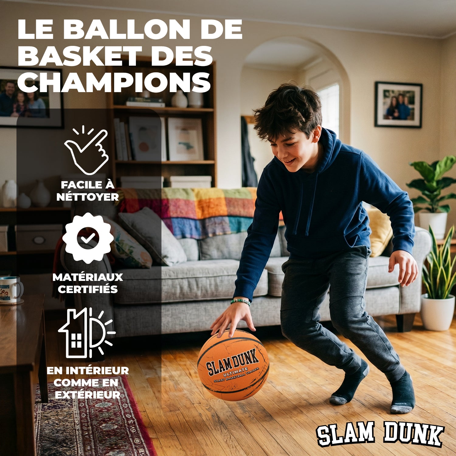 Ballon de Basket Silencieux – Orange Slam Dunk