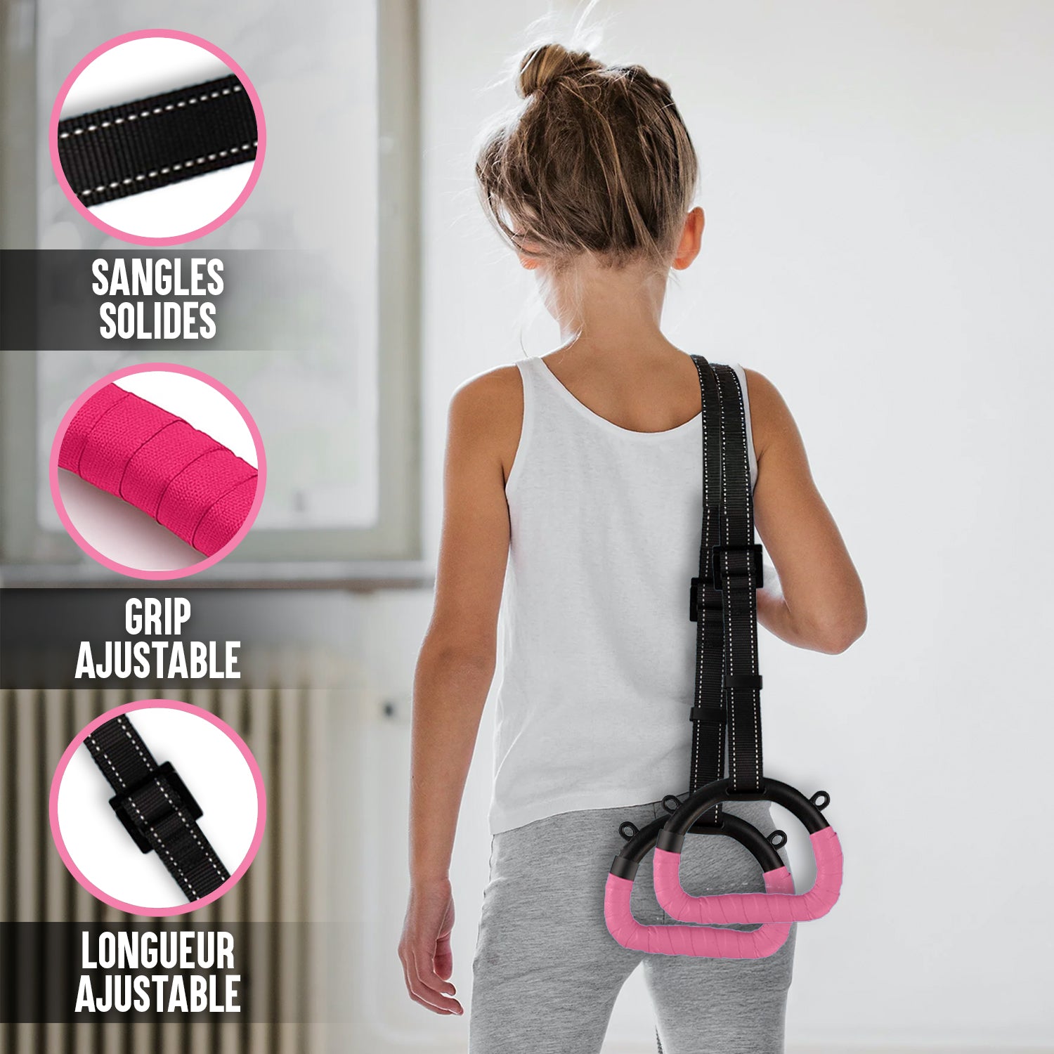 Barre Fixe de Gymnastique Pliable pour Enfant avec Anneaux – Violet