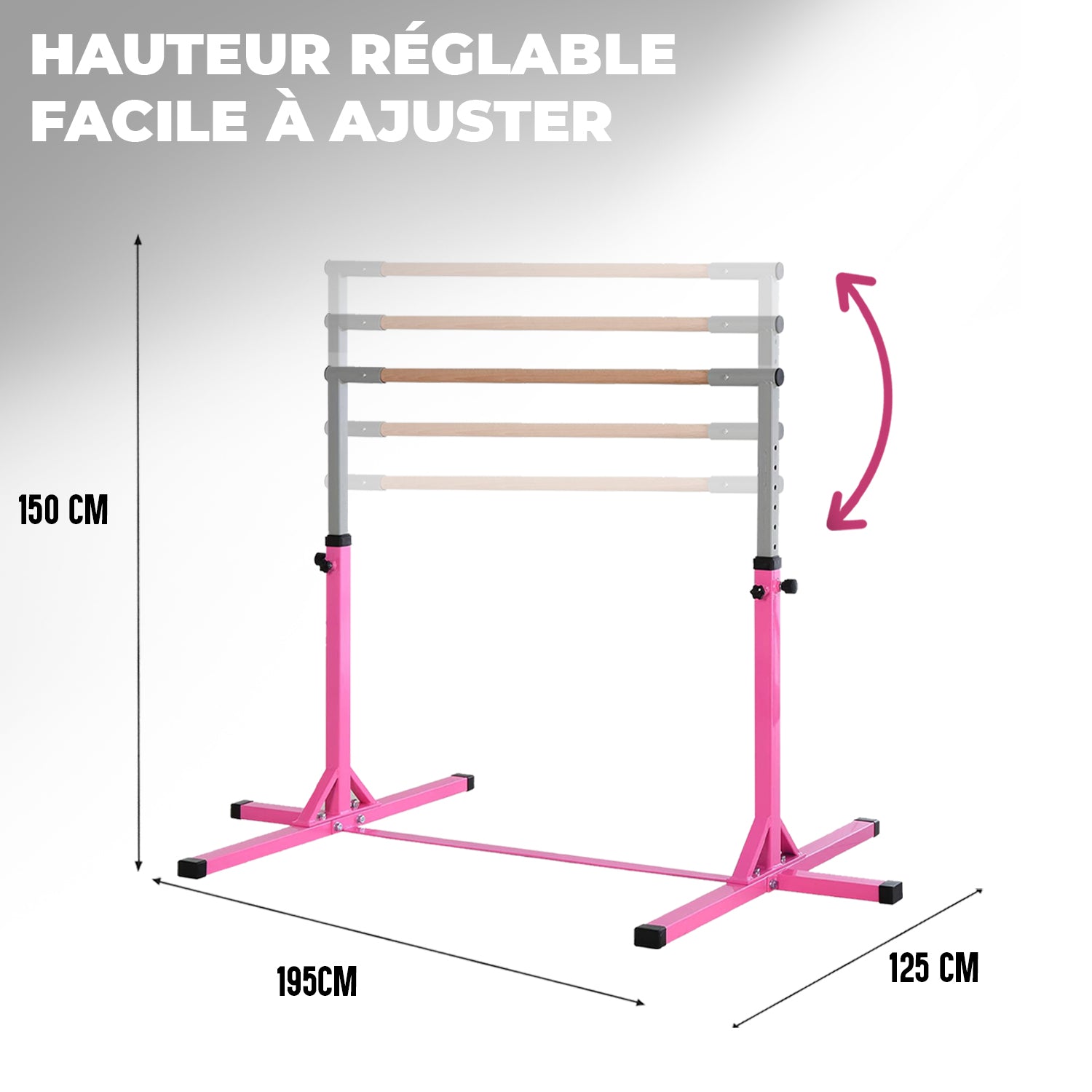 Barre Fixe de Gymnastique pour Enfant avec Anneaux – Rose