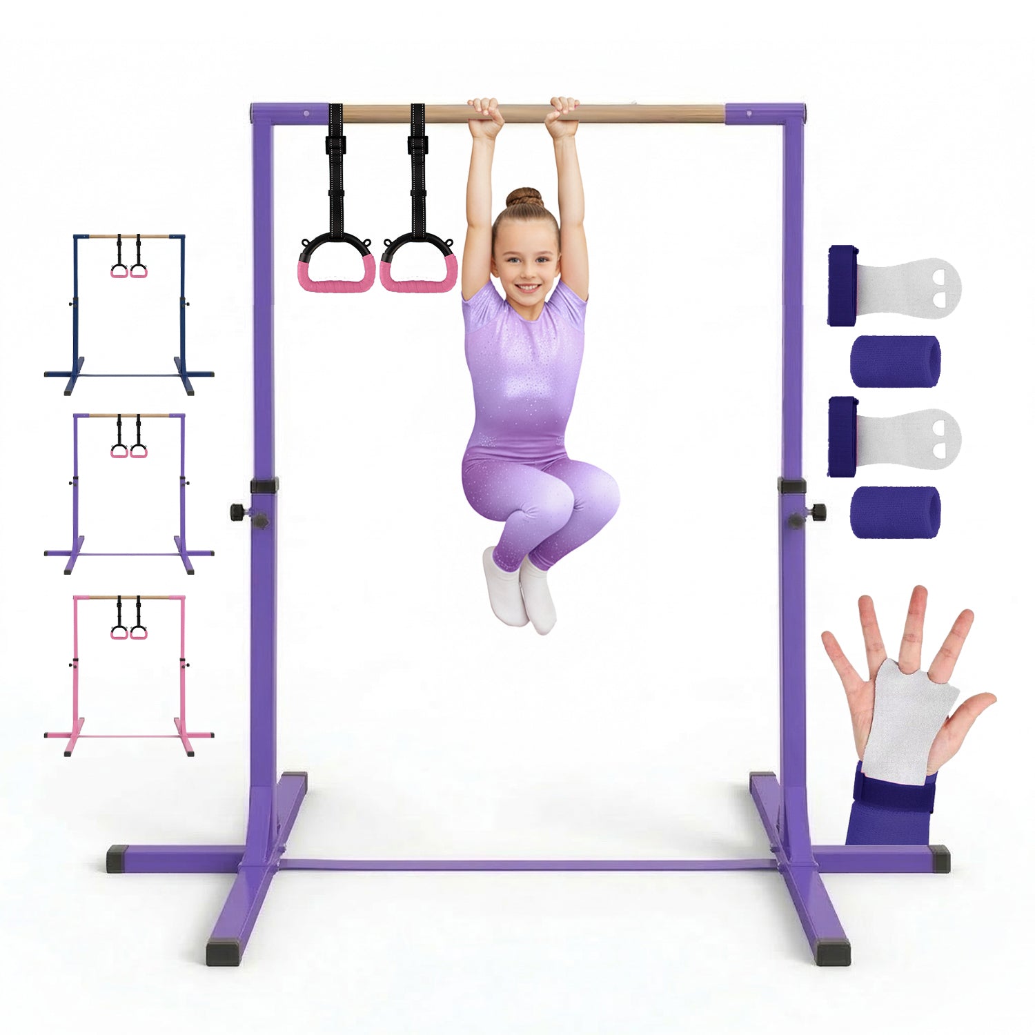 Barre Fixe de Gymnastique pour Enfant avec Anneaux – Violet