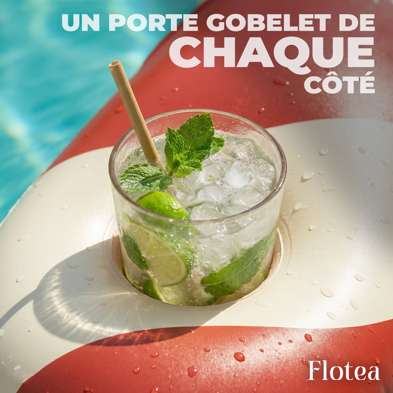Bouée Piscine XXL 2 Places Flotea® – Beige & Terracotta