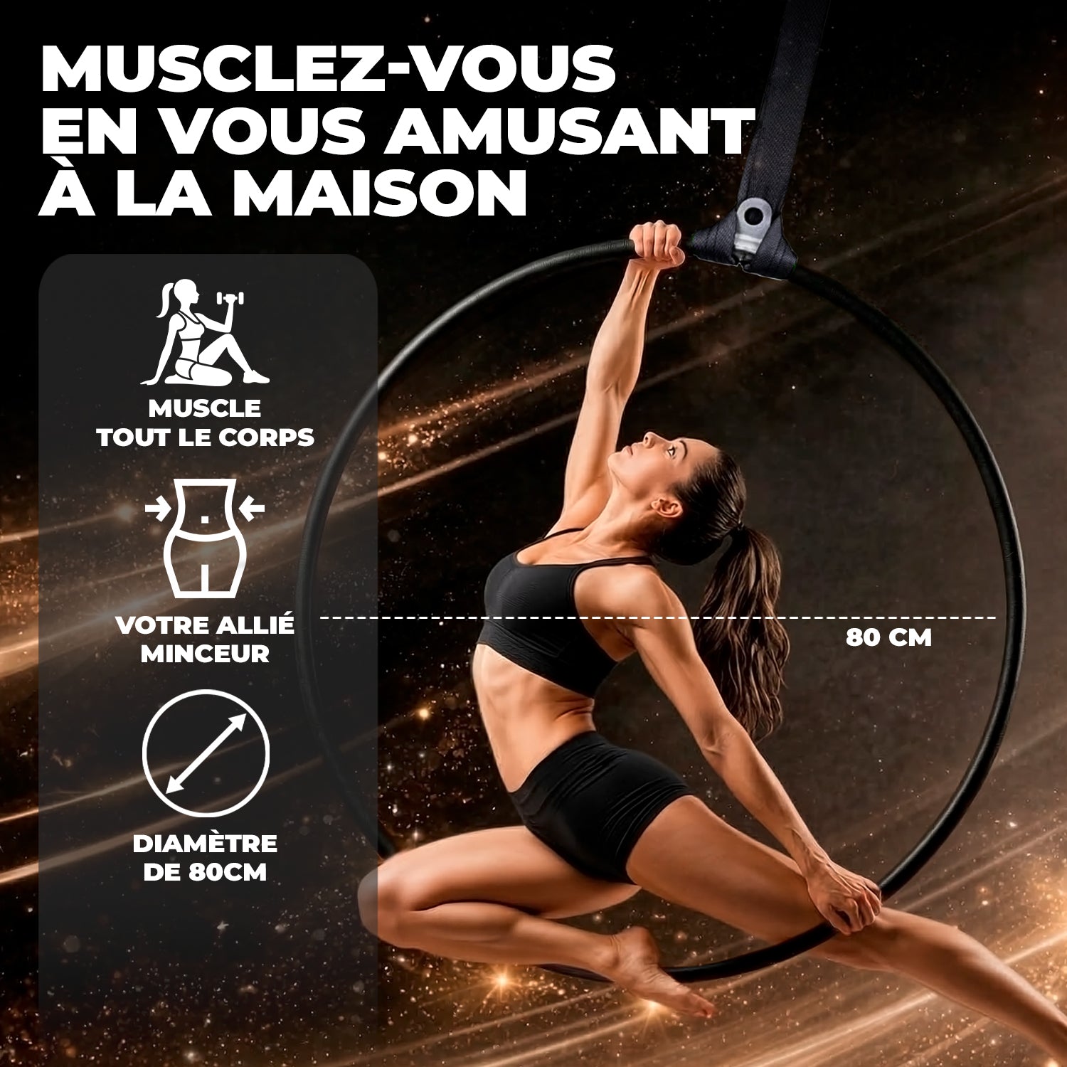Cerceau Aero Hoop 80 cm – Kit Yoga Aérien