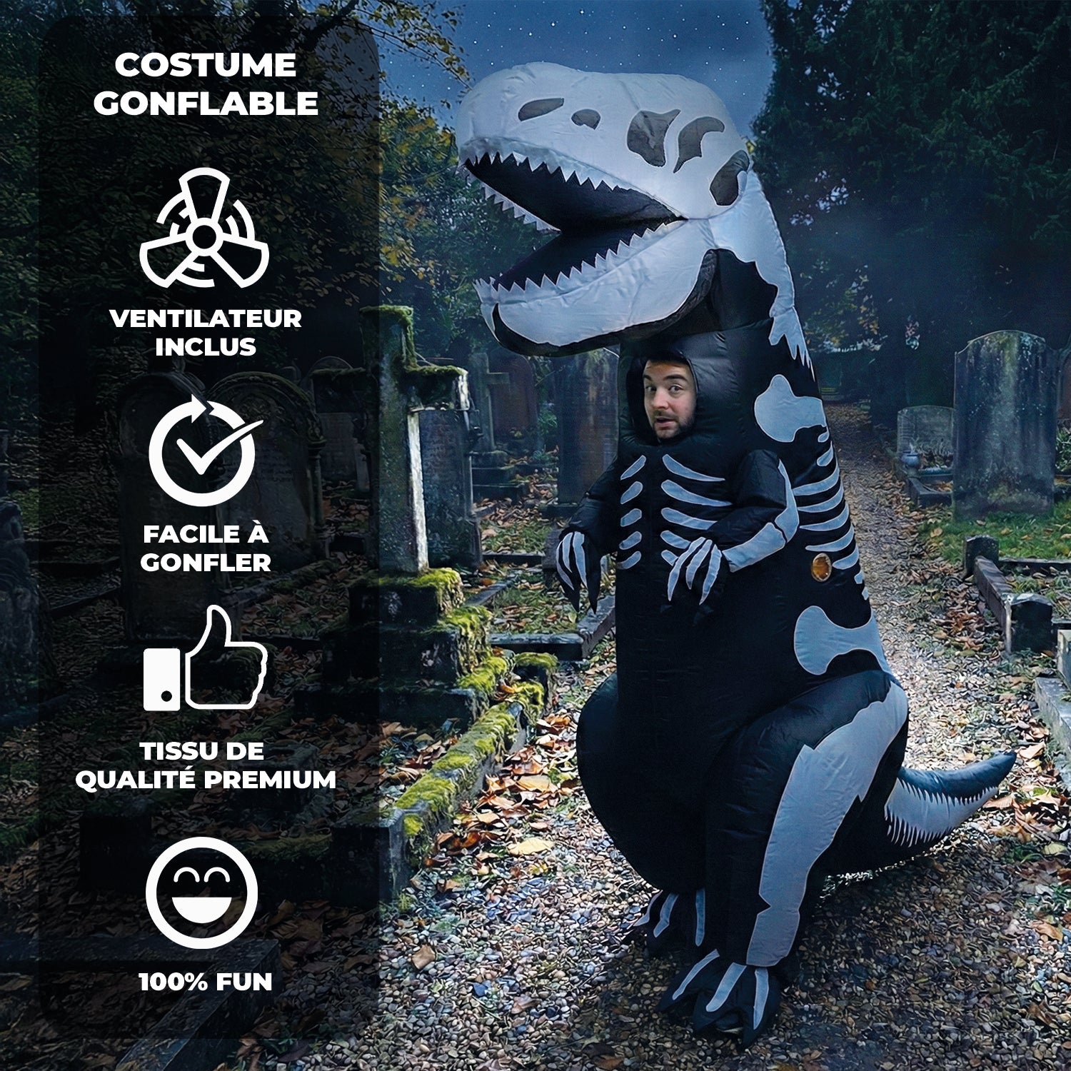 Costume Gonflable Adulte – Squelette T-Rex XXL