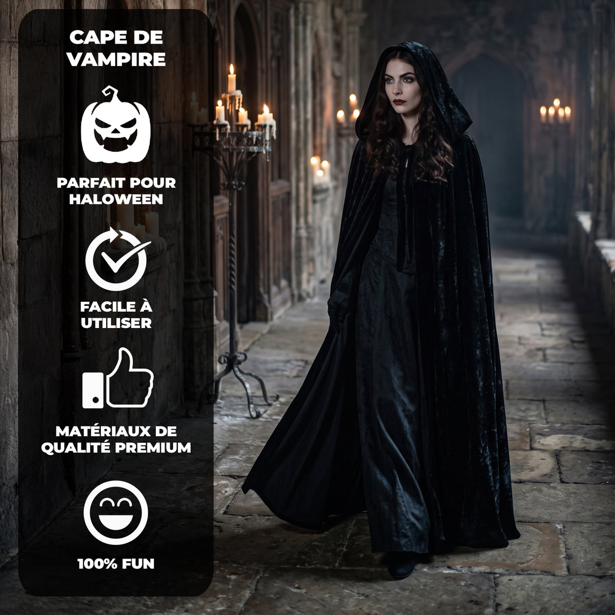 Cape de Vampire Adulte – Noir